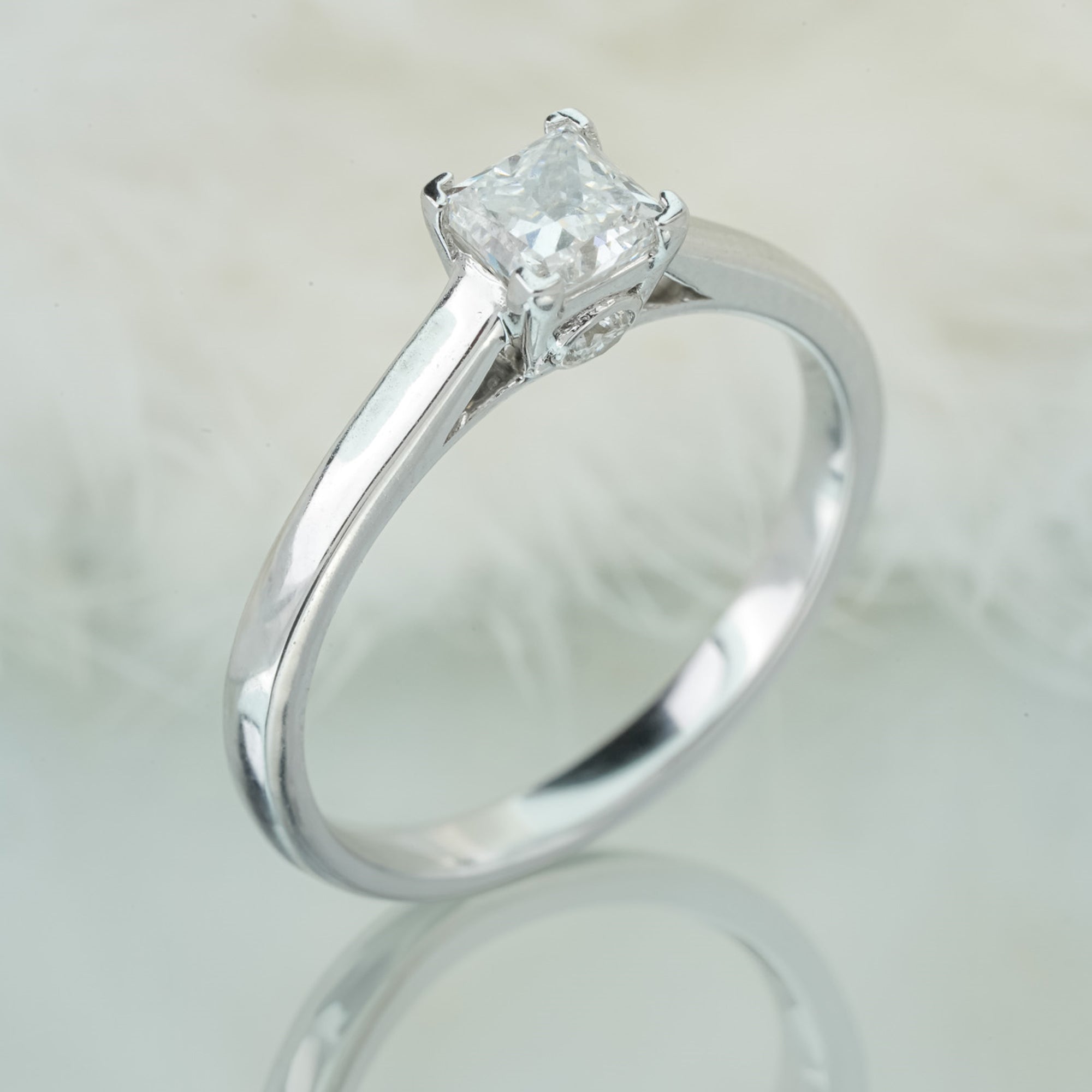 Solitaire Diamond Ring in 14 Kt White Gold - Blu Diamonds