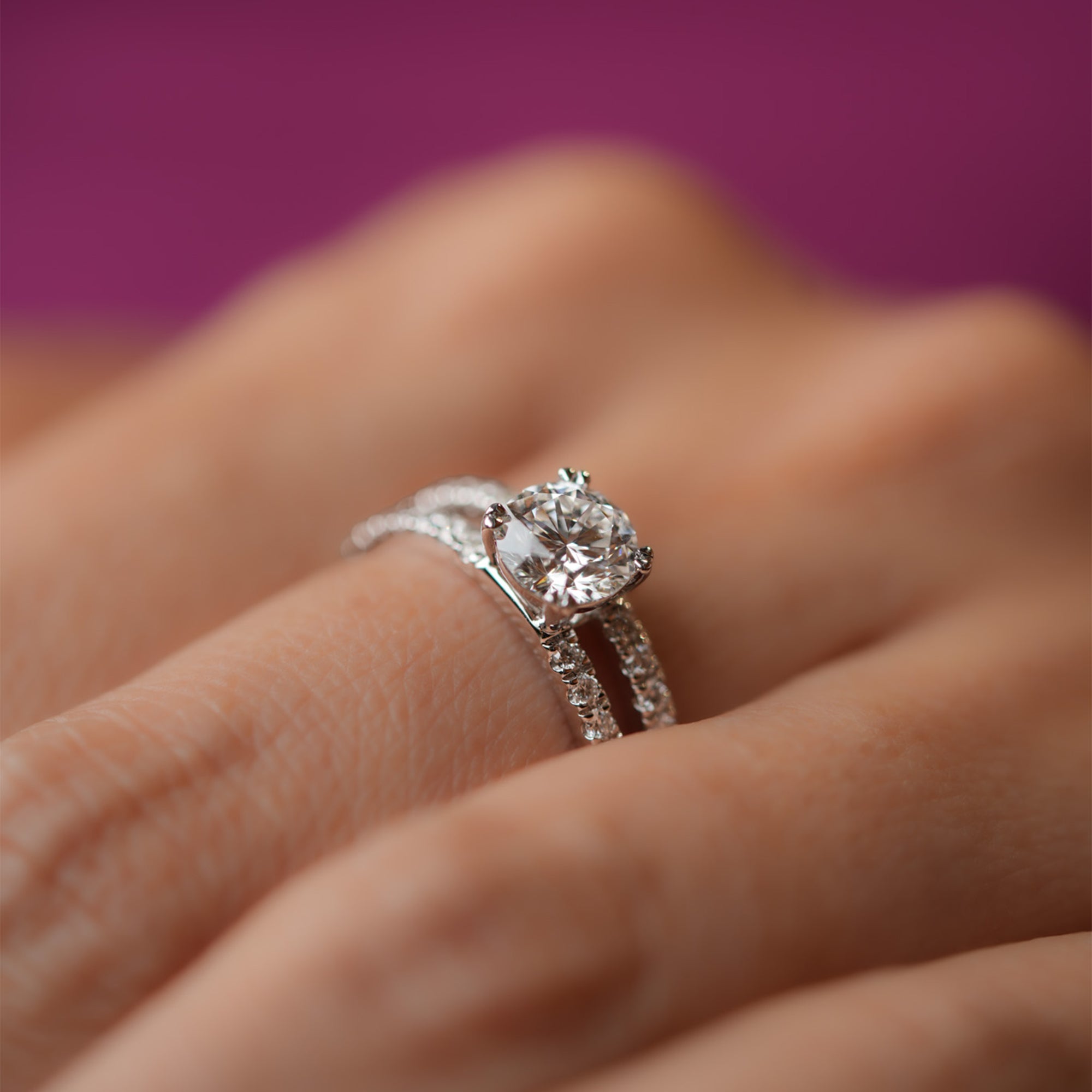Women wearing Lab Grown Diamond Solitaire Ring by Blu Diamond 