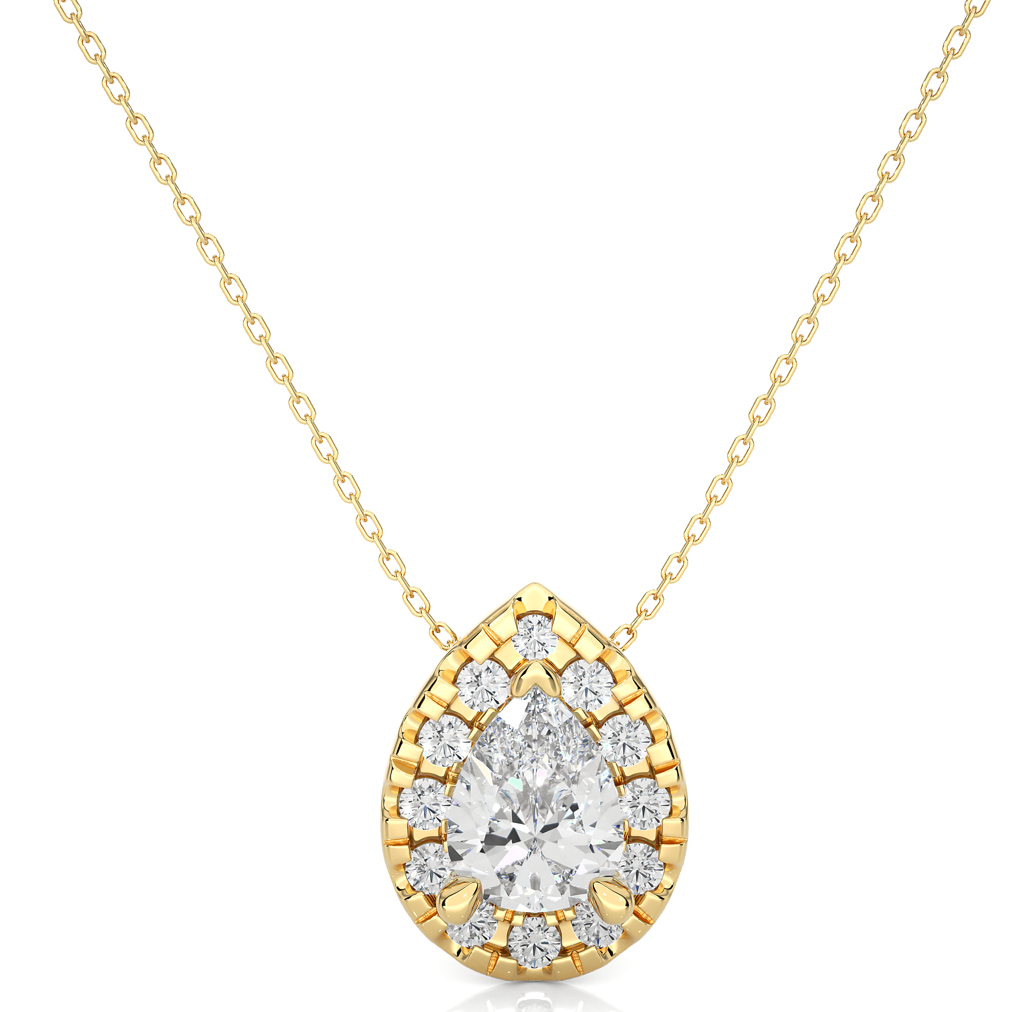 0.8Ct Pear Shaped Lab Grown Diamond Pendant in 14kt Yellow Gold - Blu Diamonds