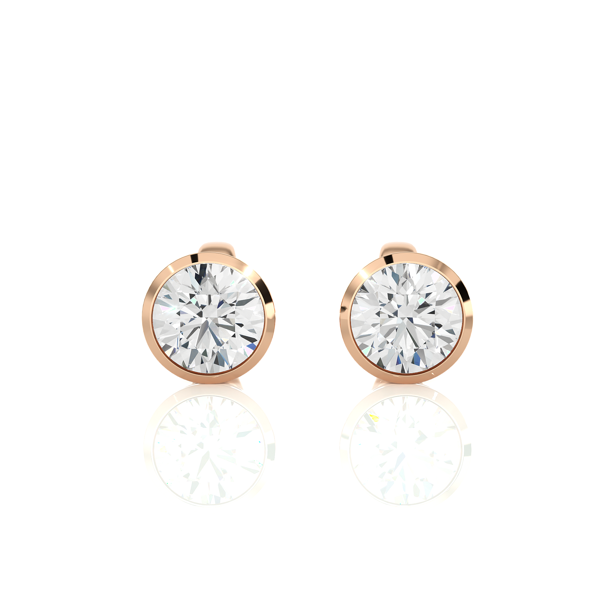 1.18 Ct Round Cut Diamond Stud Earrings in Rose Gold - Blu Diamonds 