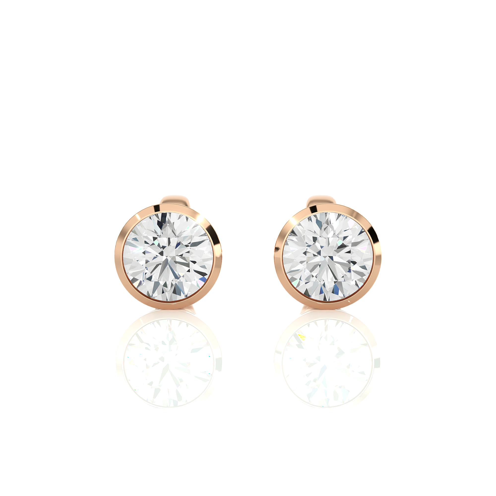 1.18 Ct Round Cut Diamond Stud Earrings in Rose Gold - Blu Diamonds