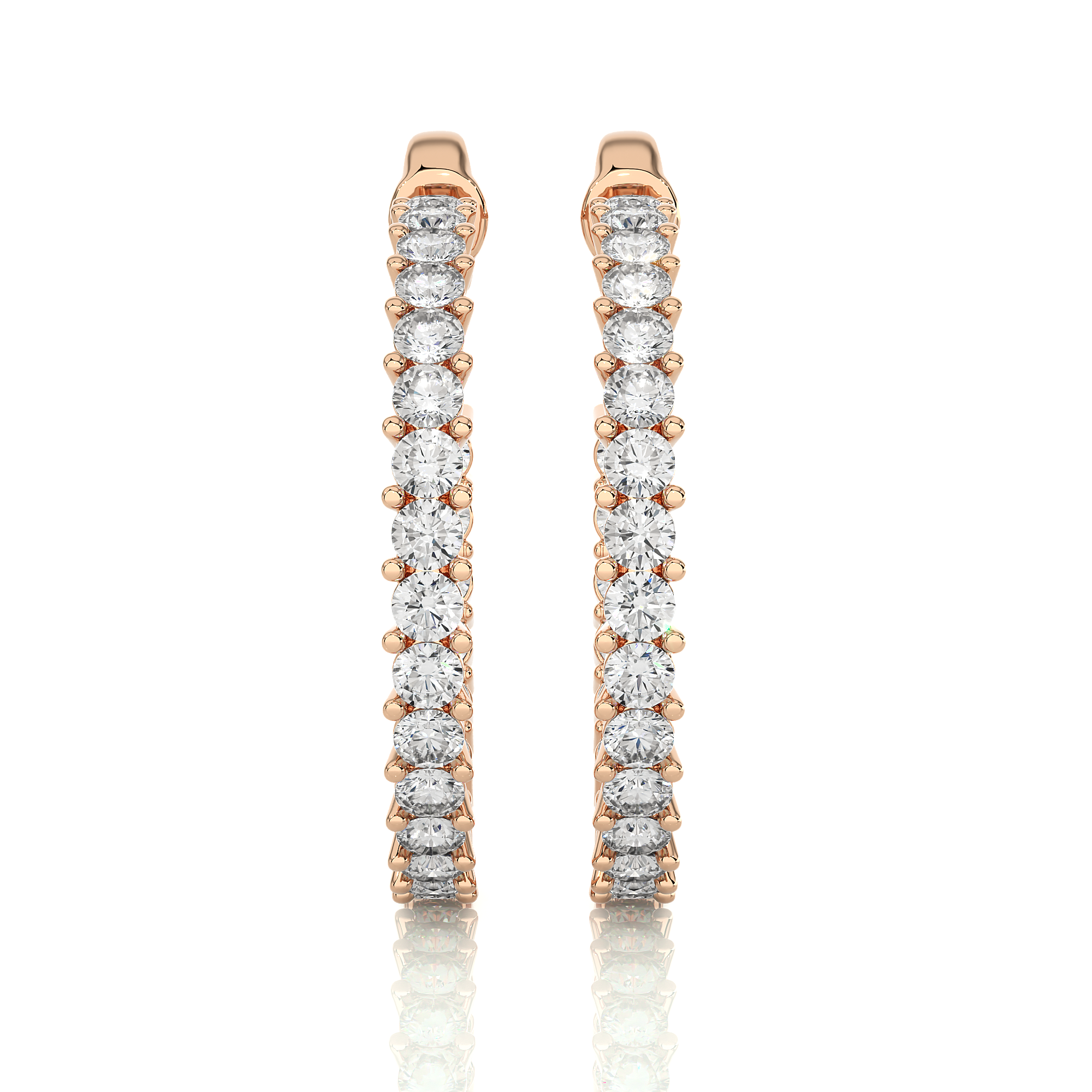 0.92Ct Lab Grown Round Diamond Hoop Earrings in 14Kt Rose Gold - Blu Diamonds