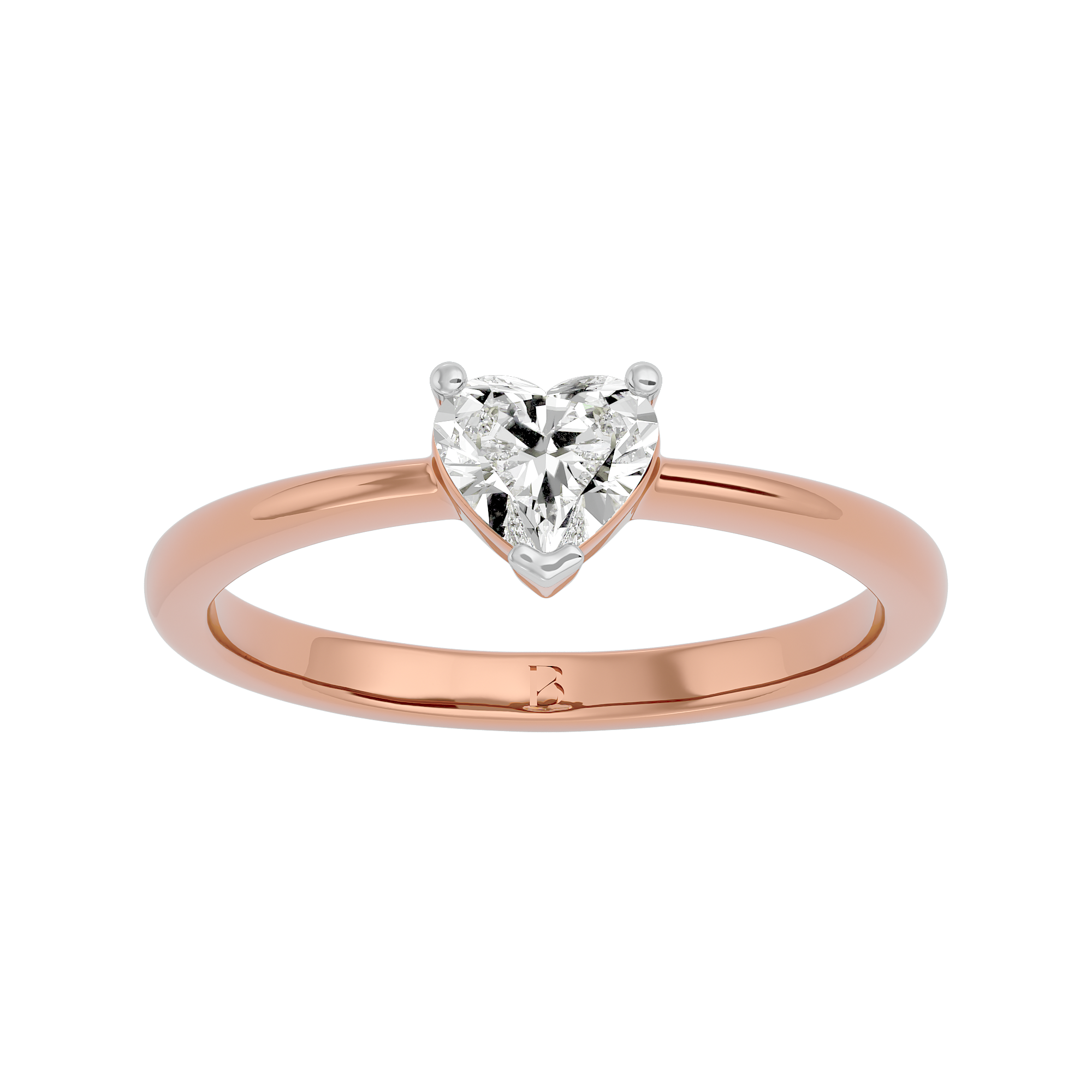 Rose Gold Heart Shaped Solitaire Lab Grown Diamond Ring -Blu Diamonds