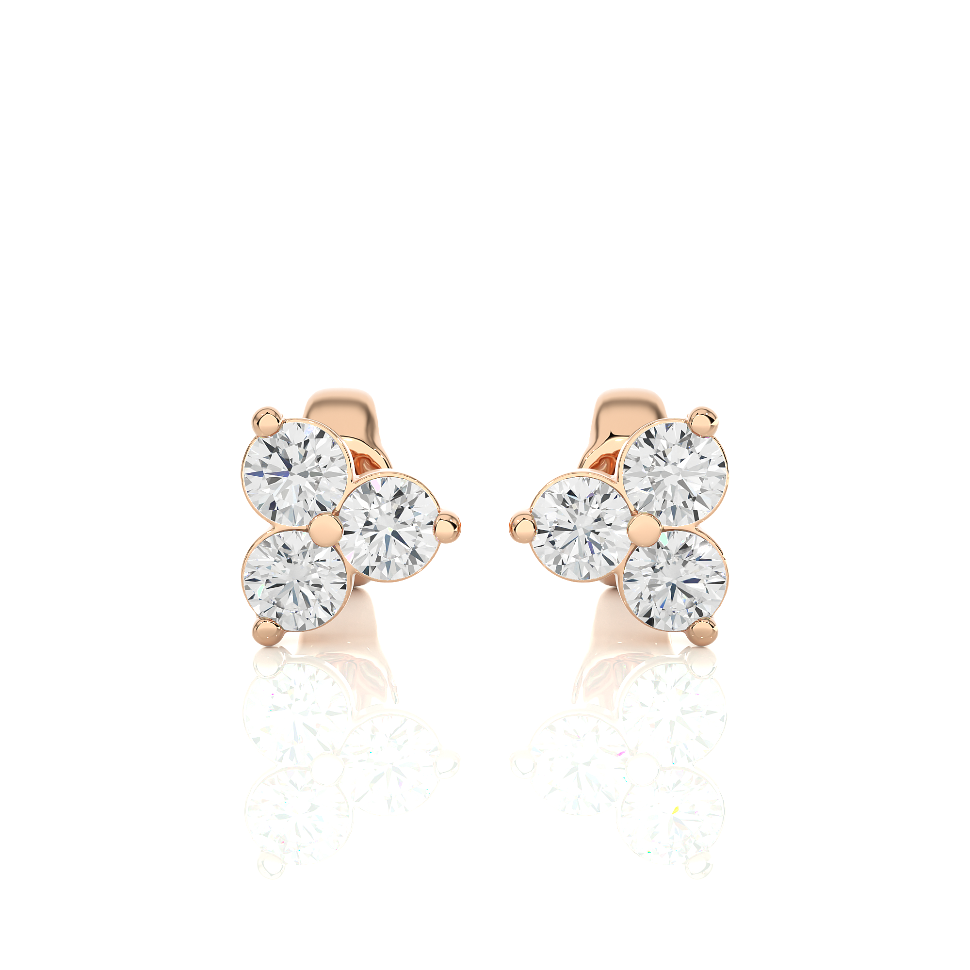 0.44 Ct Round Cut Diamond Stud Earrings in 14Kt Rose Gold - Blu Diamonds
