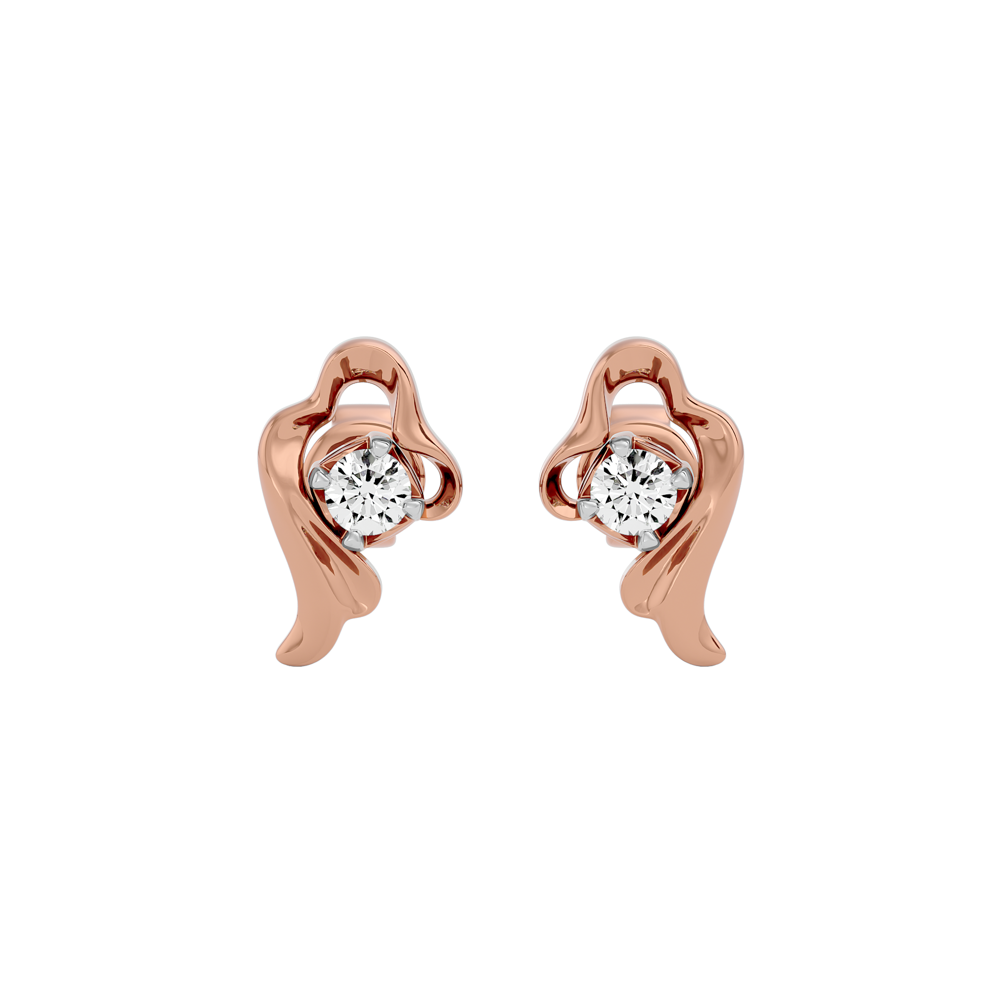 Solitaire 0.15 Carat Diamond Rose Gold Earring- Blu Diamonds