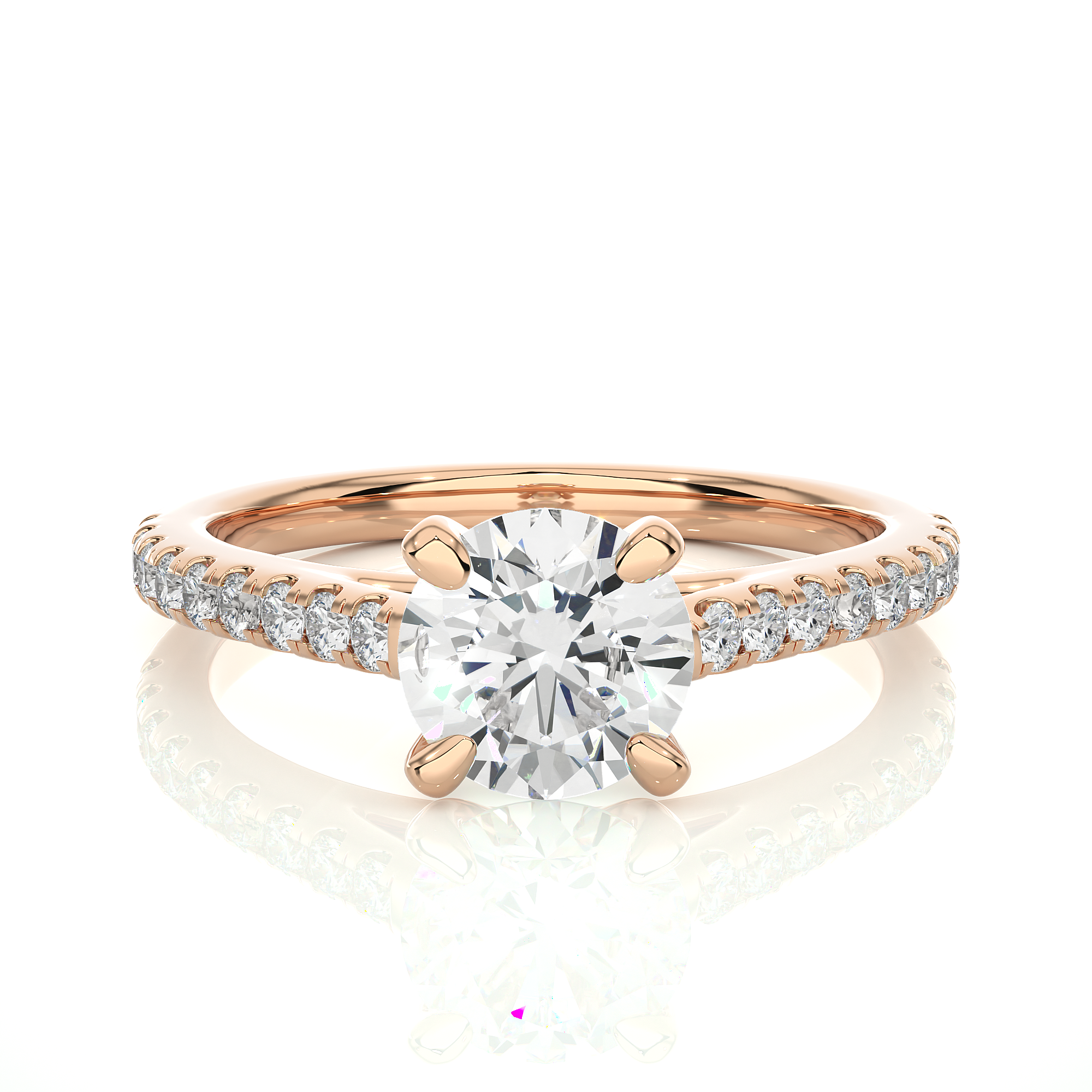 1.36Ct 18 Round Cut Lab Grown Diamond Ring in Rose Gold - Blu Diamonds