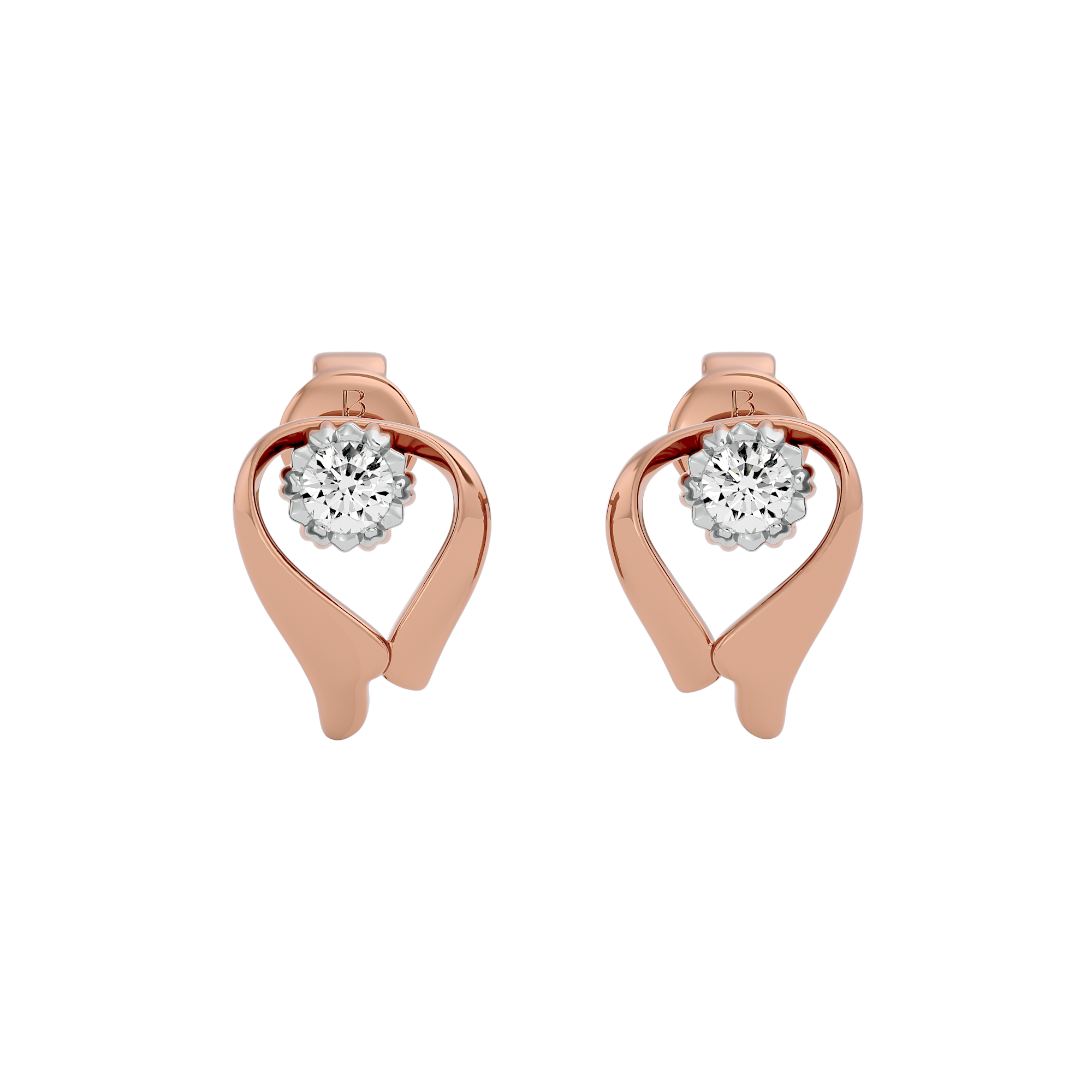 Rose Gold 0.12 Carats Dimaond Solitaire Earring - Blu Diamonds