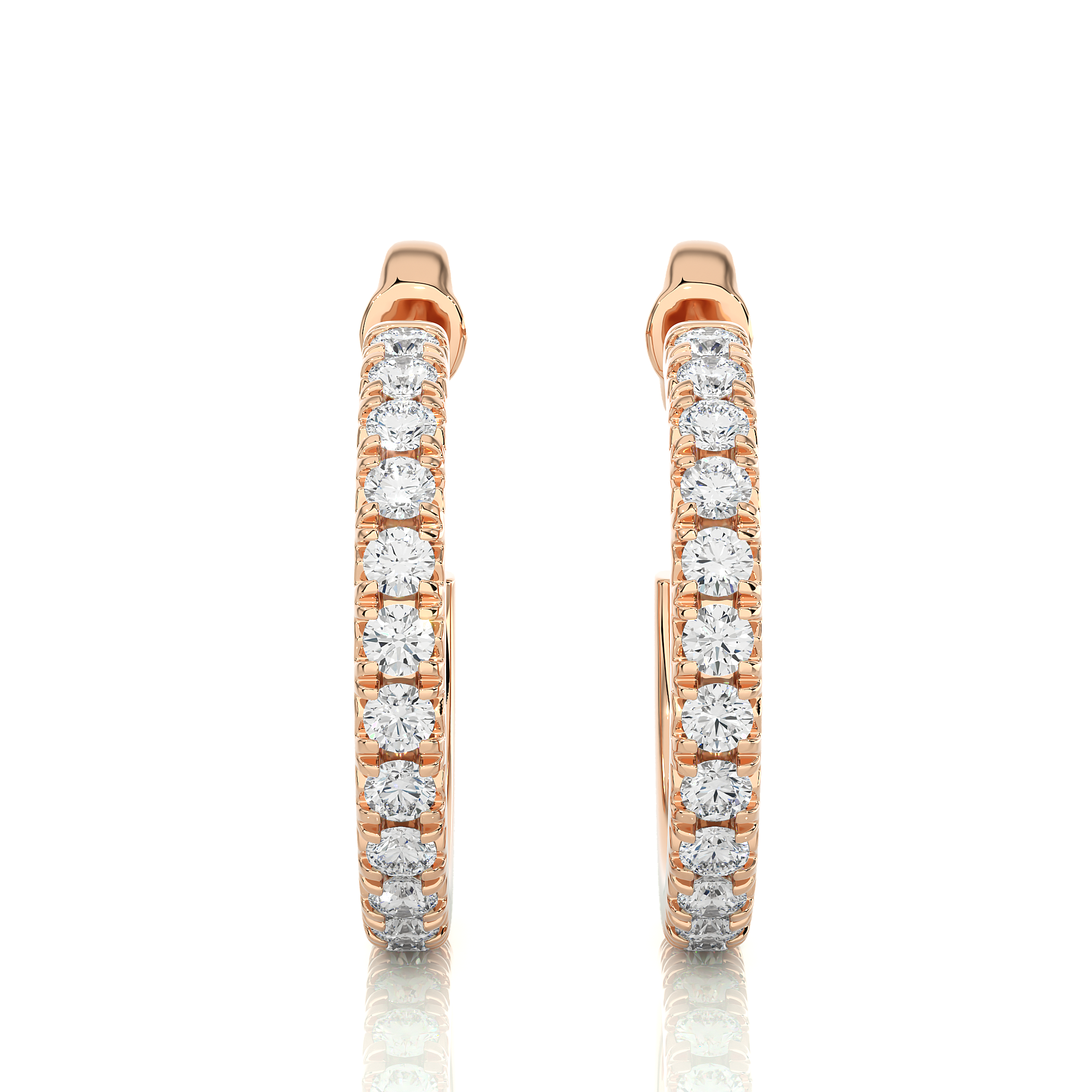 0.70Ct Lab Grown Round Diamond Hoop Earrings in 14Kt Rose Gold - Blu Diamonds