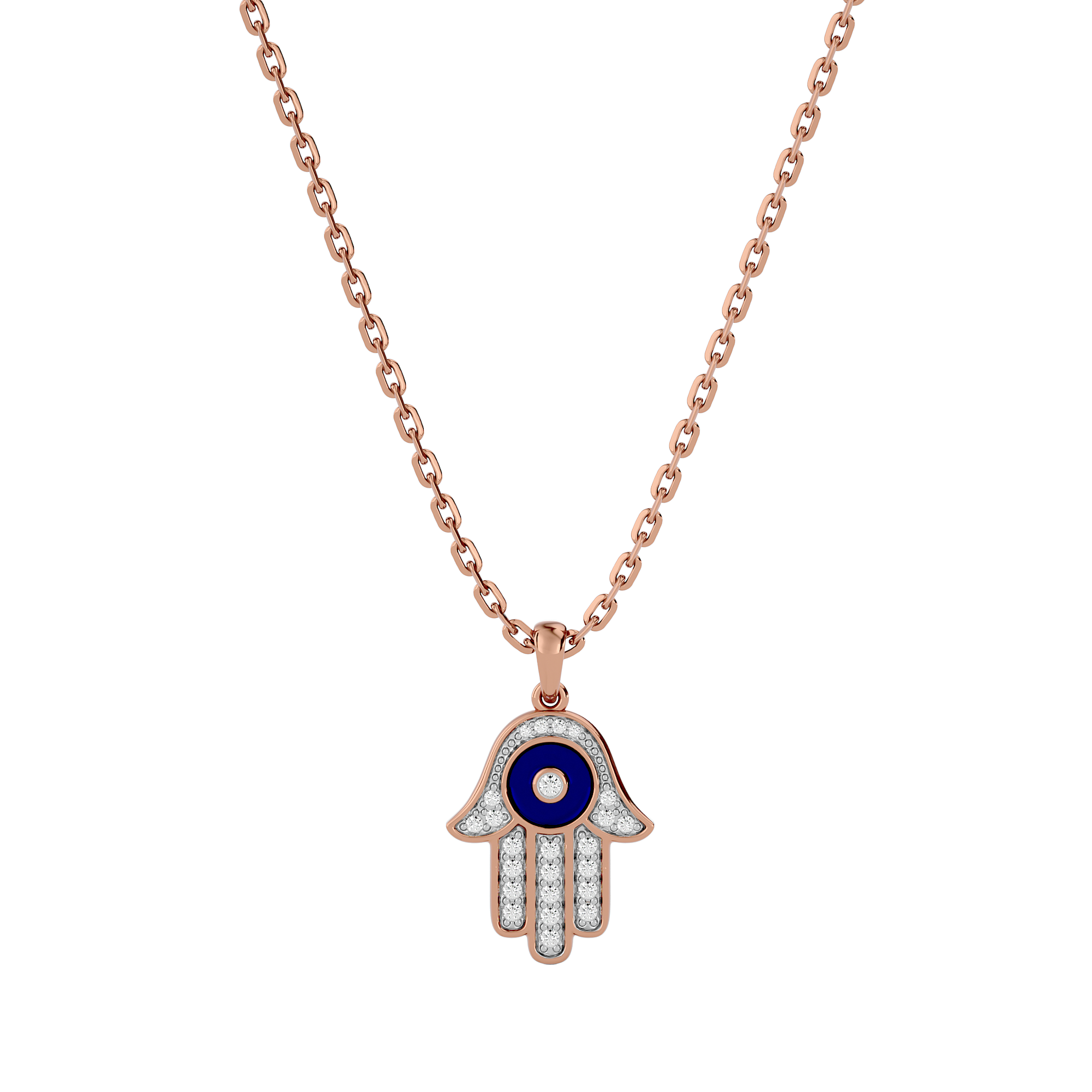 Hamsa Evil Eye Lab Grown Diamond Pendant