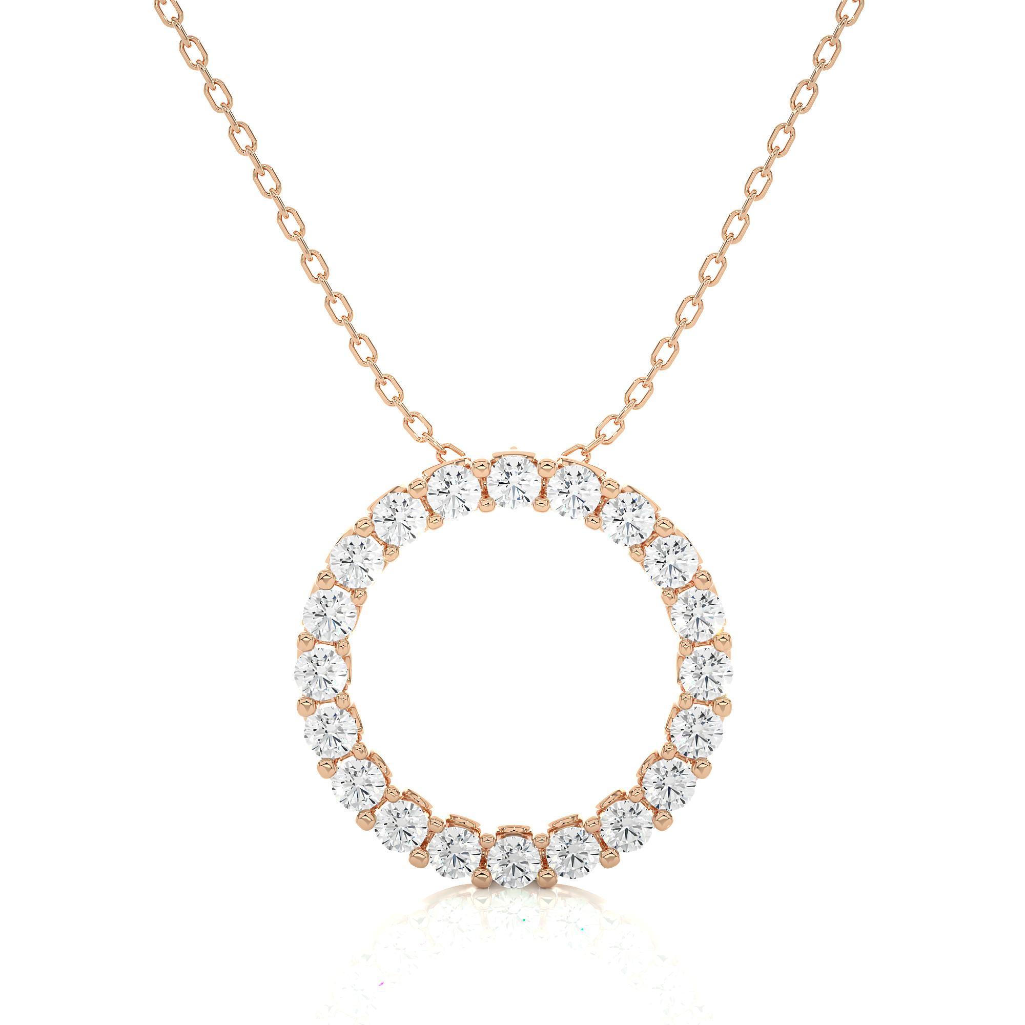 1.64Ct Round Lab Grown Diamond Pendant in Rose Gold - Blu Diamonds