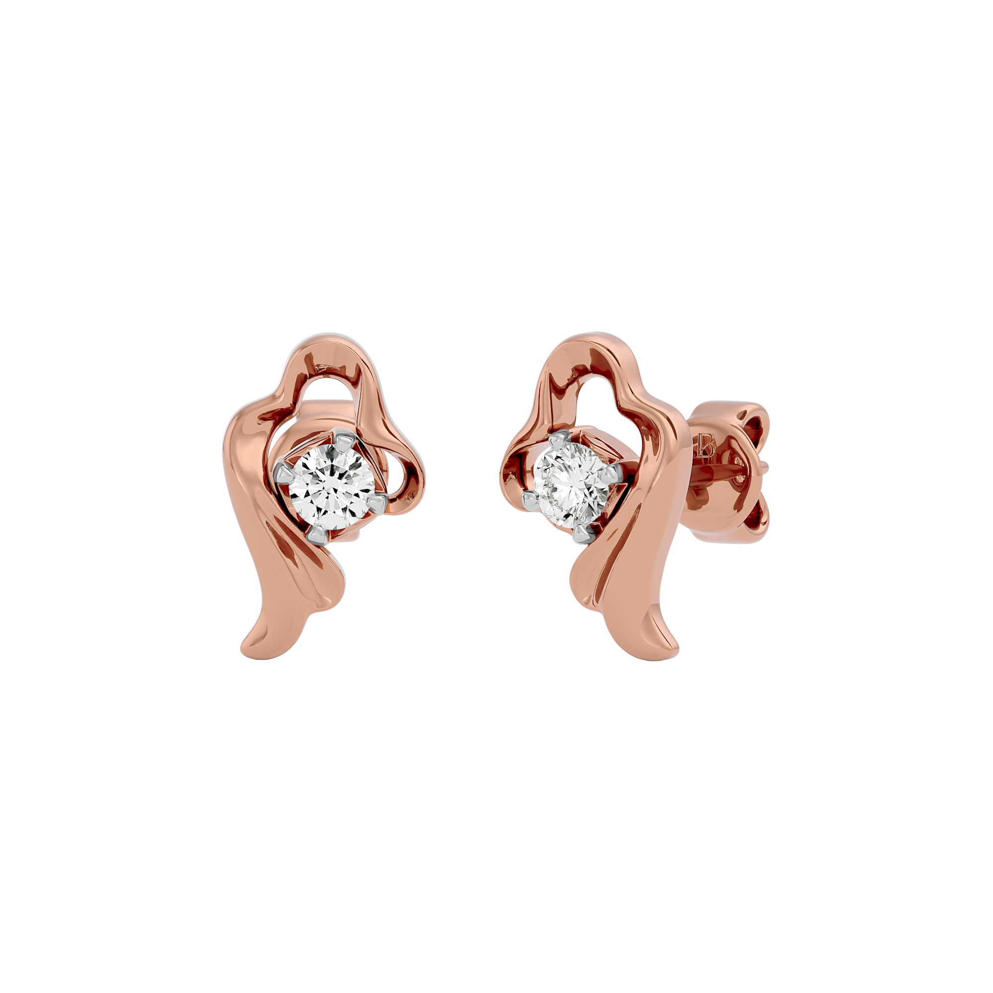 Solitaire 0.15 Carat Diamond Earring in Rose Gold - Blu Diamonds