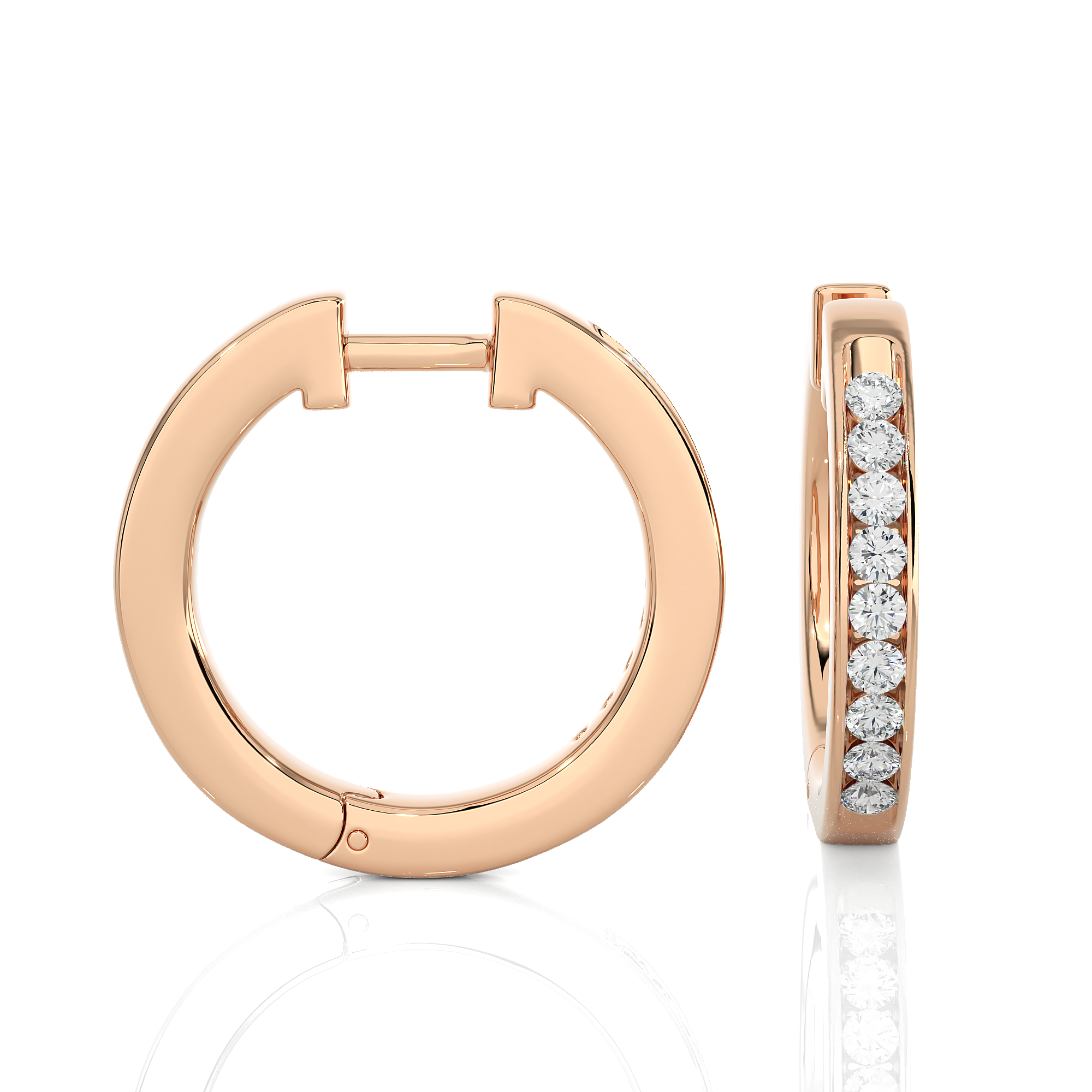 0.52Ct Lab Grown Round Diamond Hoop Earrings in 14Kt Rose Gold - Blu Diamonds