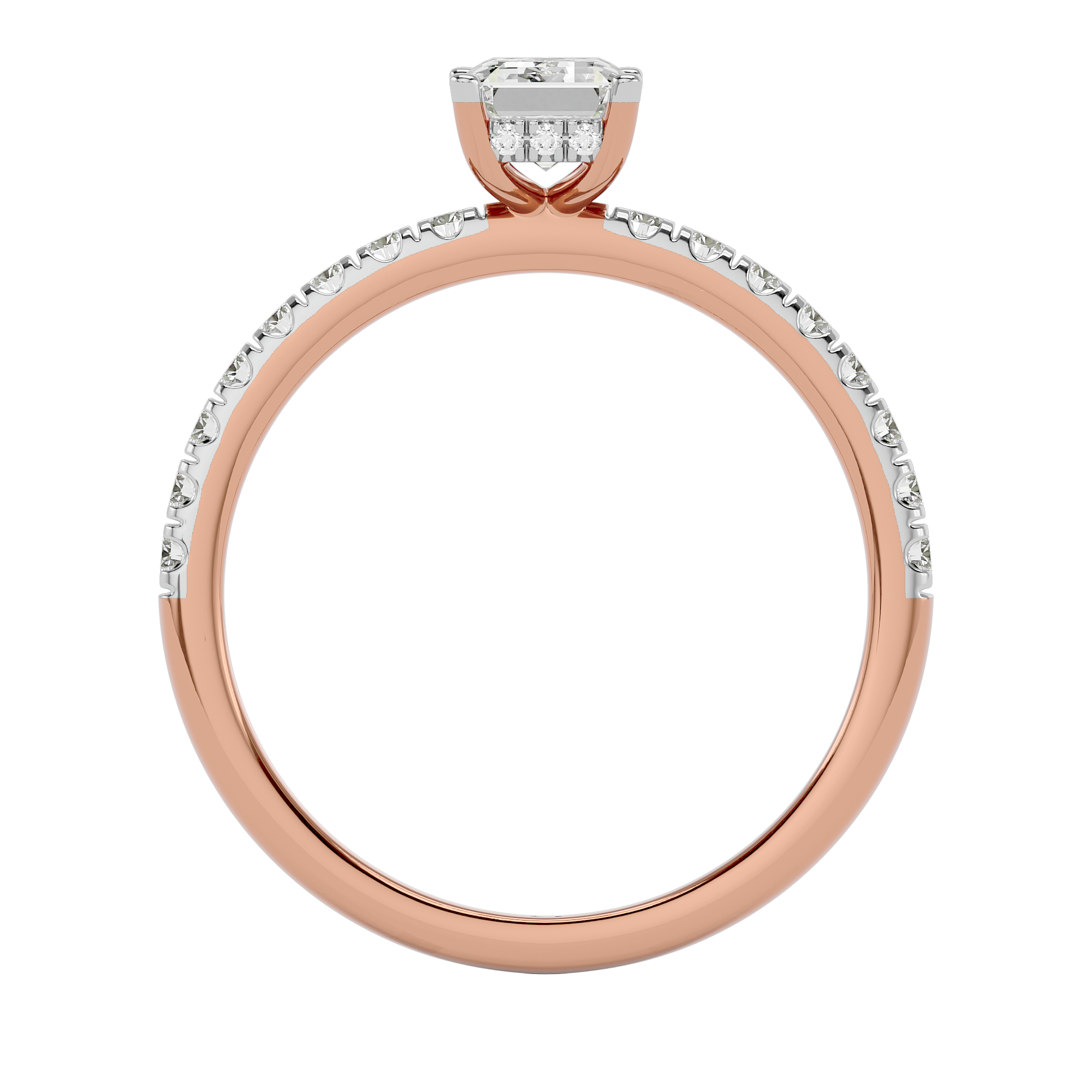 1.07 Ct Solitaire Emerald Cut Diamond Ring in Rose Gold - Blu Diamonds