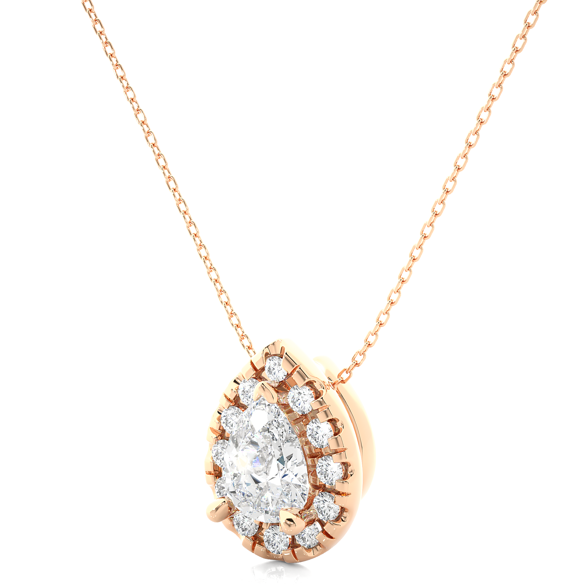 Rose Gold 0.8Ct Pear Shaped Diamond Pendant - Blu Diamonds