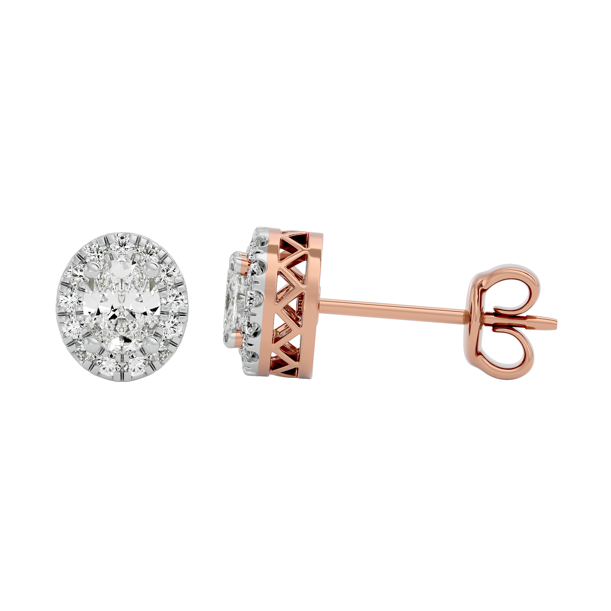 0.23Ct Round Cut Diamond Earring 14Kt Rose Gold - Blu Diamonds