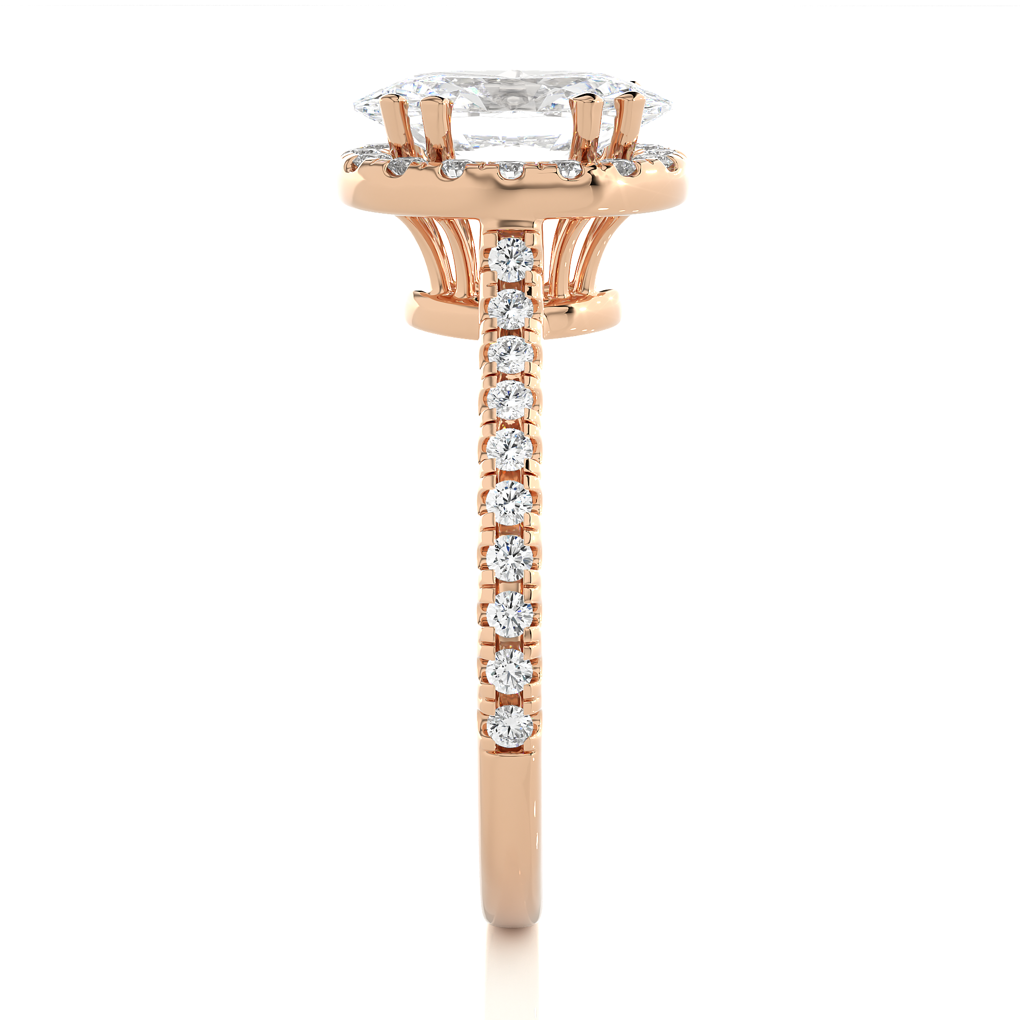 14K White Yellow Rose Gold 2.50 Carat Oval Halo Diamond Ring