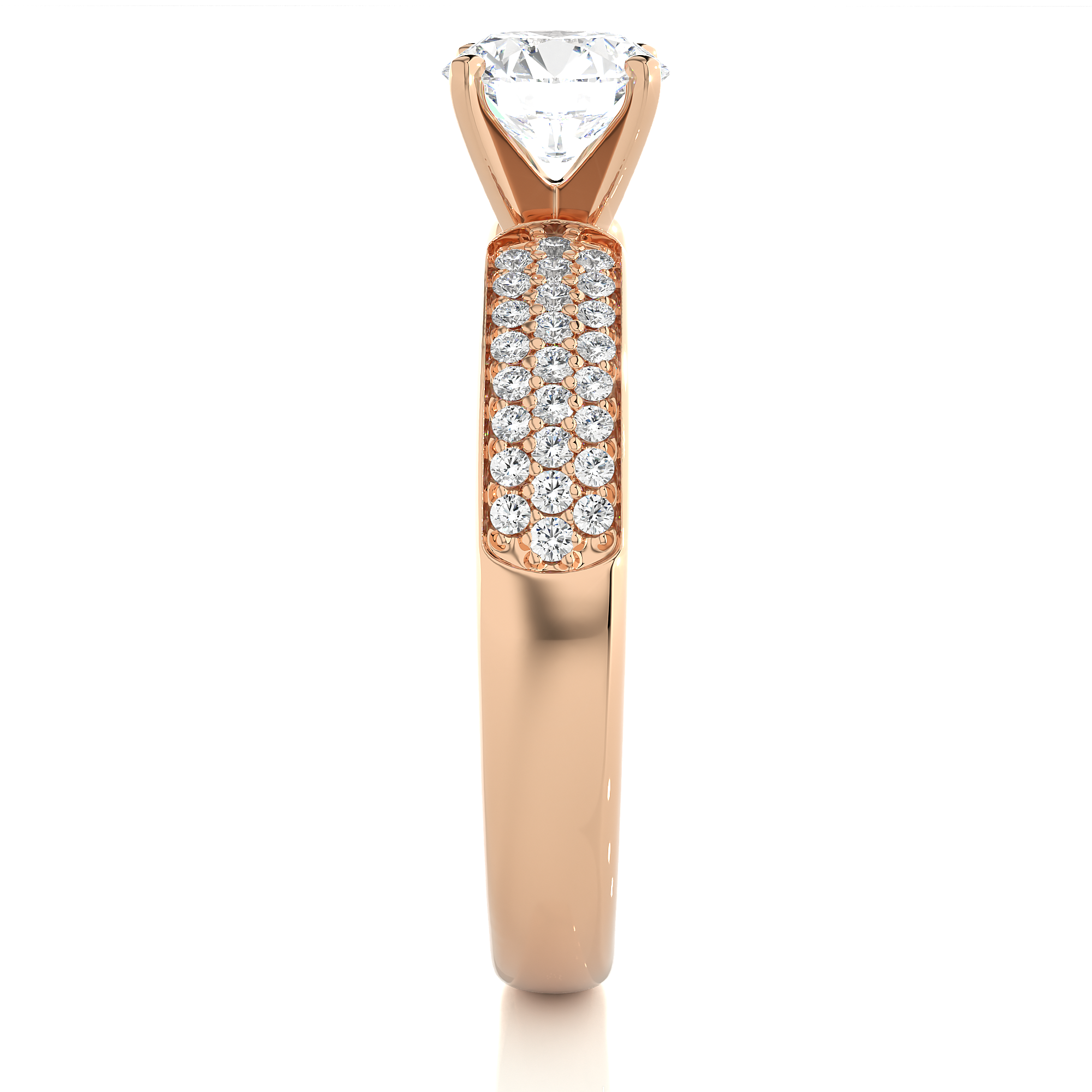 1.02 Ct Round Cut Diamond Centre Stone Ring in Rose Gold - Blu Diamonds