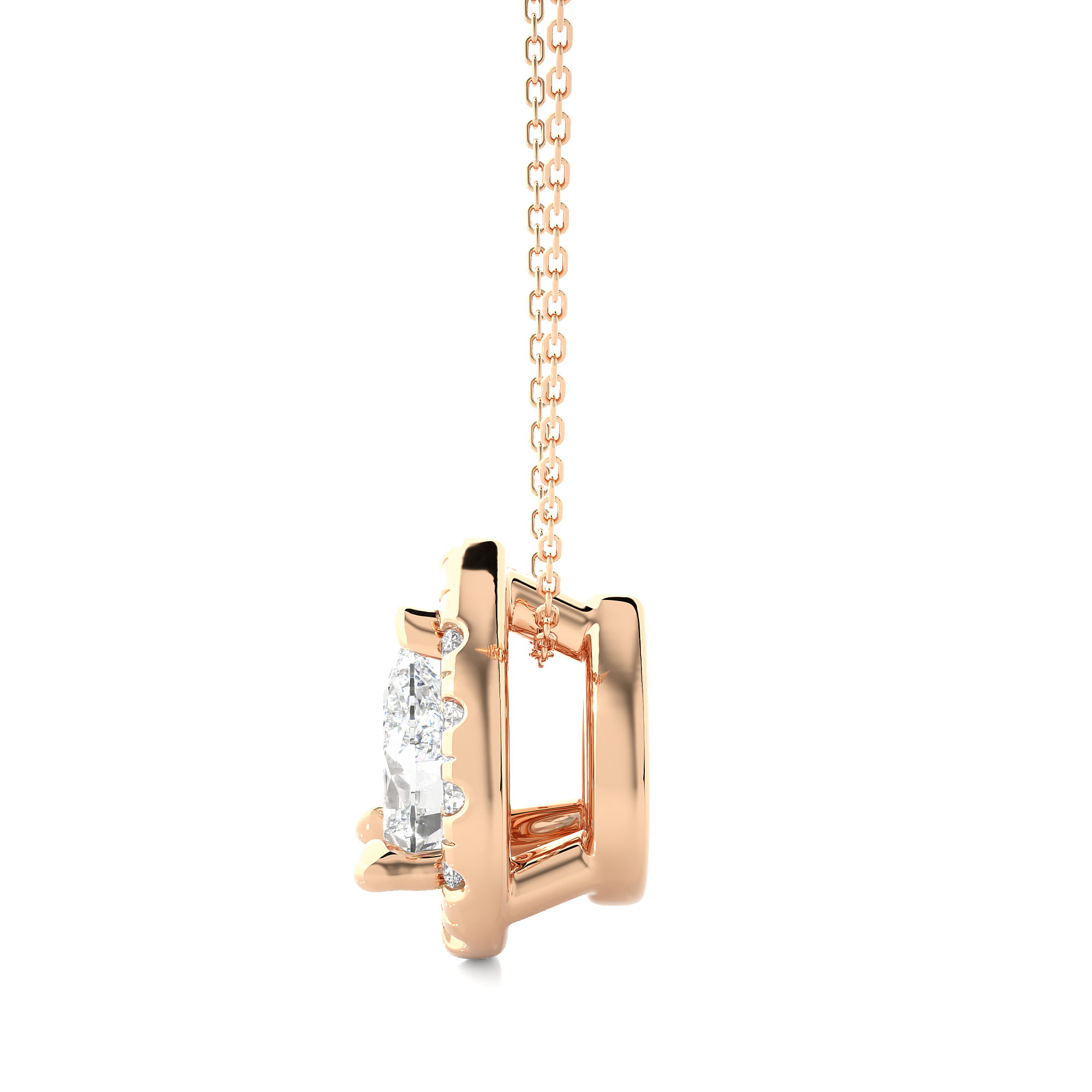 Rose Gold 0.8Ct Pear Cut Diamond Pendant - Blu Diamonds