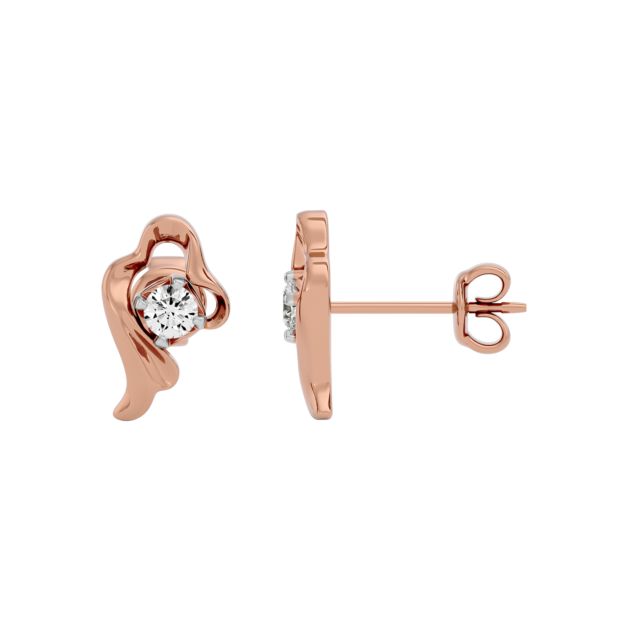 Solitaire 0.15 Carat Diamond Earring in 14Kt Rose Gold - Blu Diamonds