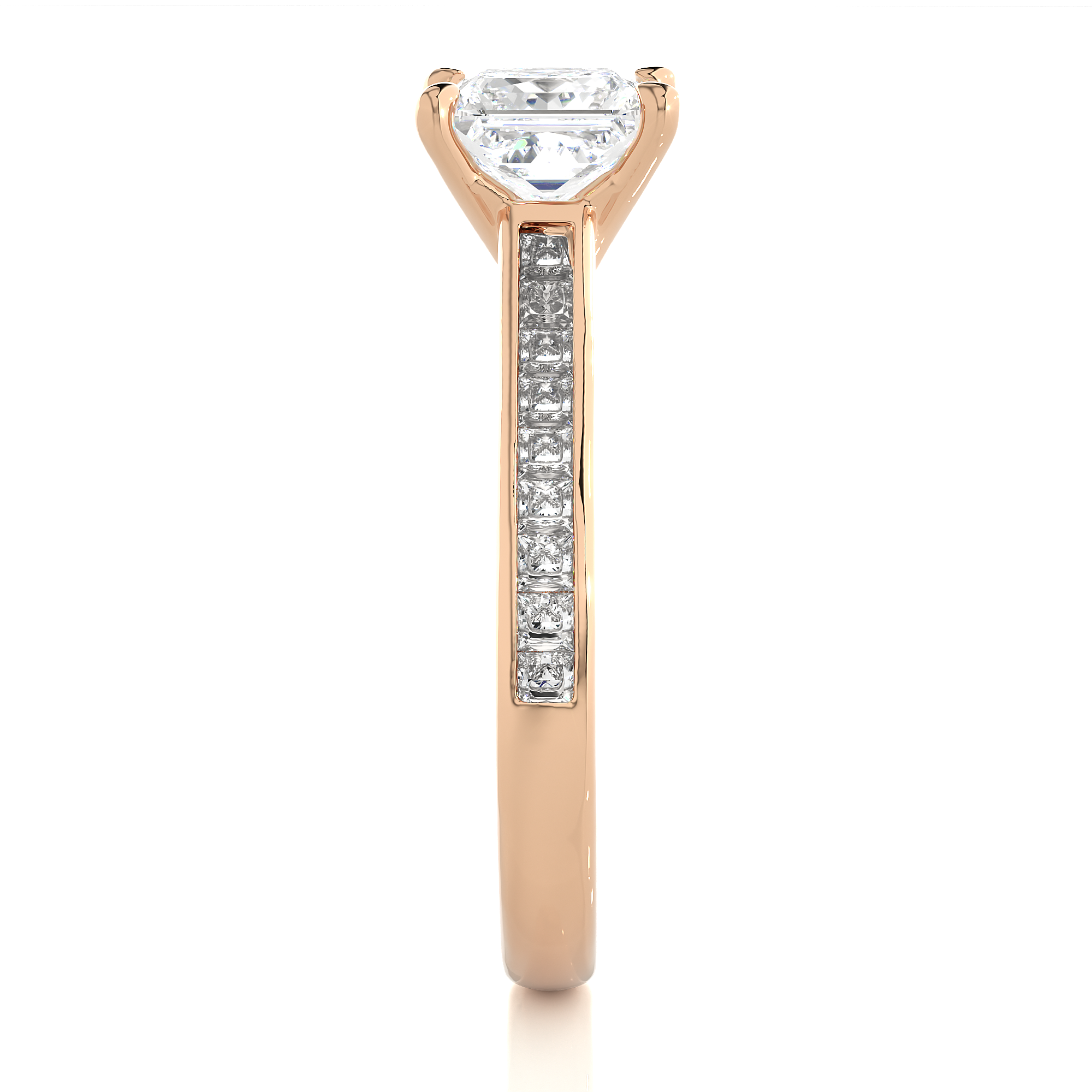 1.95Ct Princess Shaped Solitaire Lab Grown Diamond Ring in Rose Gold - Blu Diamonds