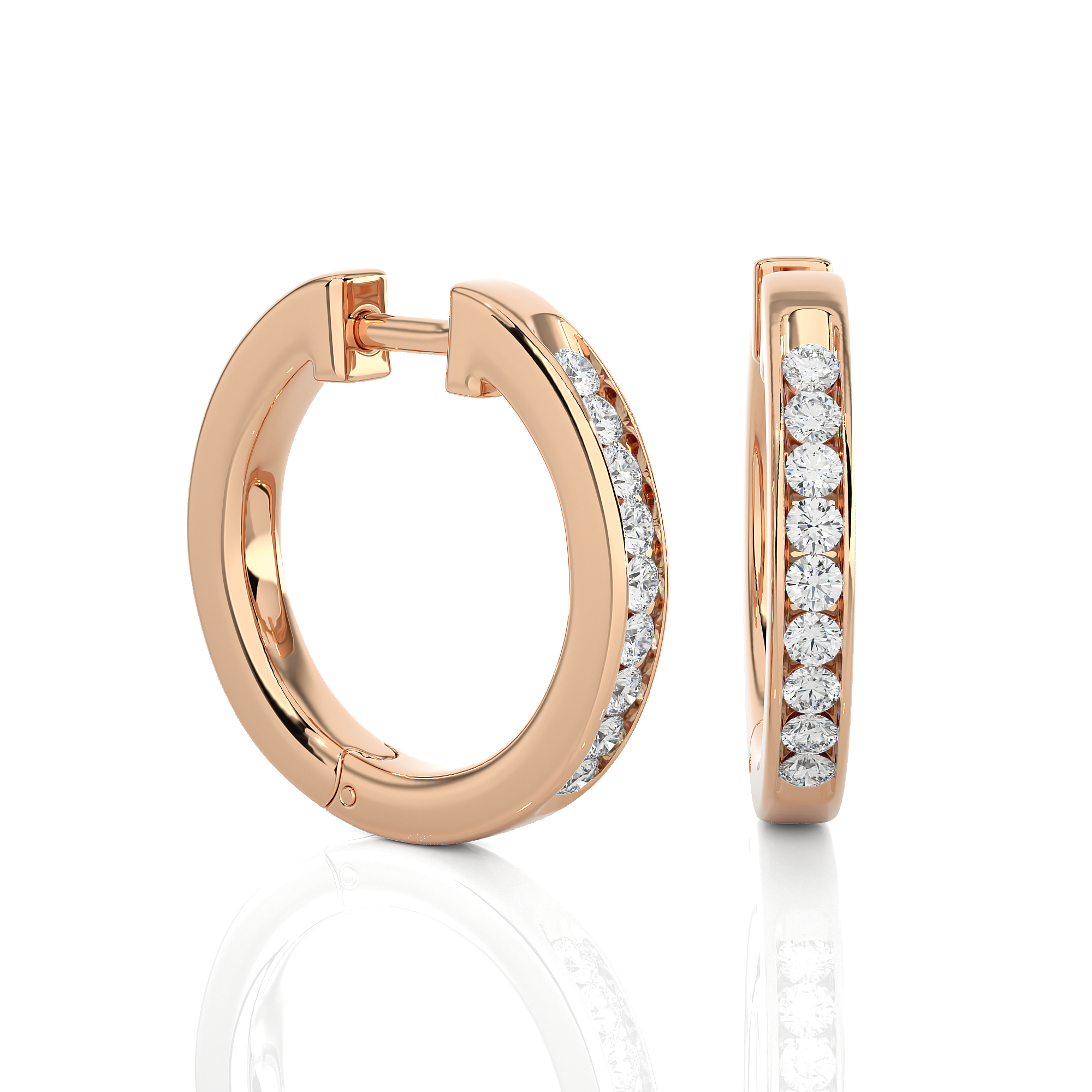 Rose Gold 0.52Ct Lab Grown Round Diamond Hoop Earriings - Blu Diamonds
