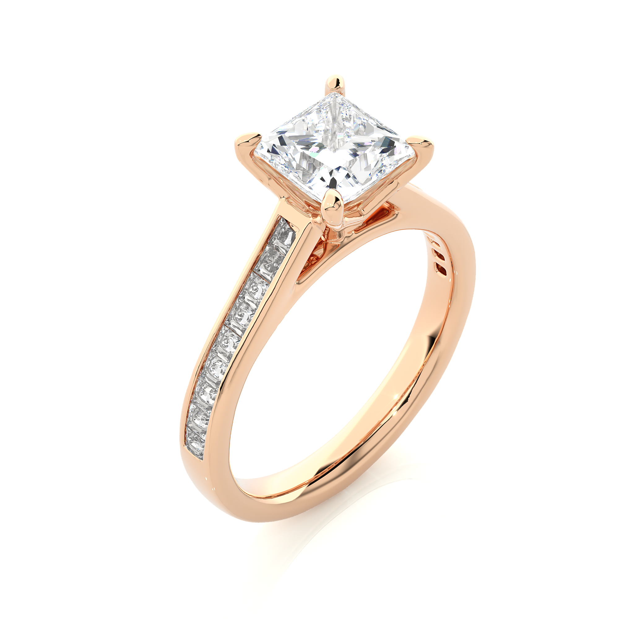 Rose Gold 1.95Ct Princess Cut Solitaire Lab Grown Diamond Ring - Blu Diamonds