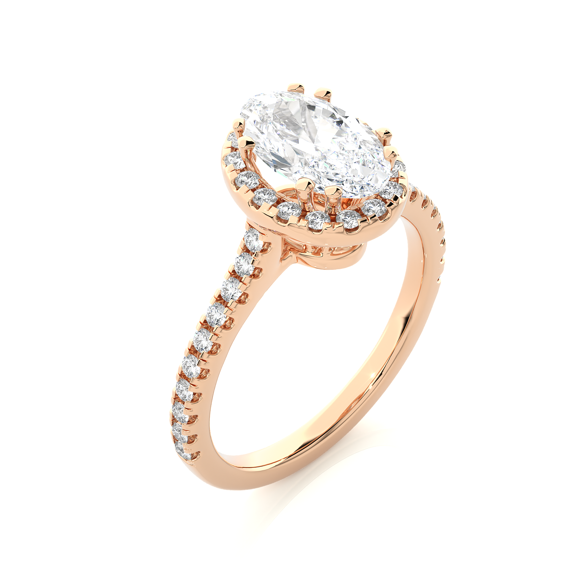14K White Yellow Rose Gold 2.50 Carat Oval Halo Diamond Ring
