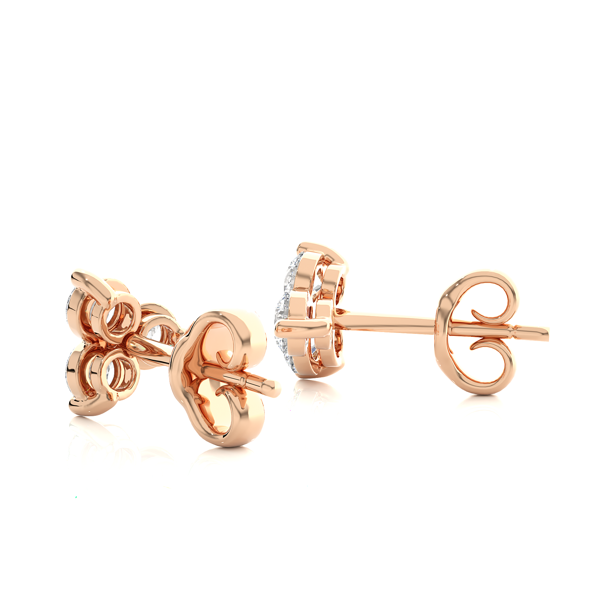 Rose Gold 0.44Ct Round Cut Diamond Stud Earrings - Blu Diamonds
