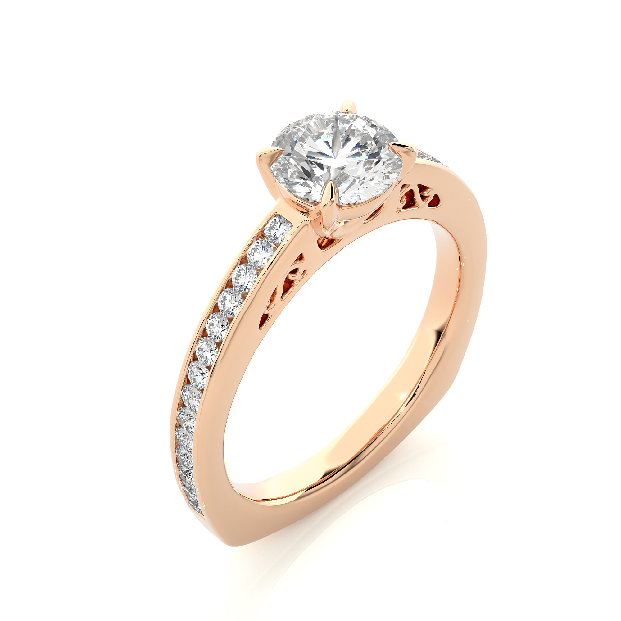 Rose Gold 1.27Ct Solitaire Round Cut Diamond Ring - Blu Diamonds
