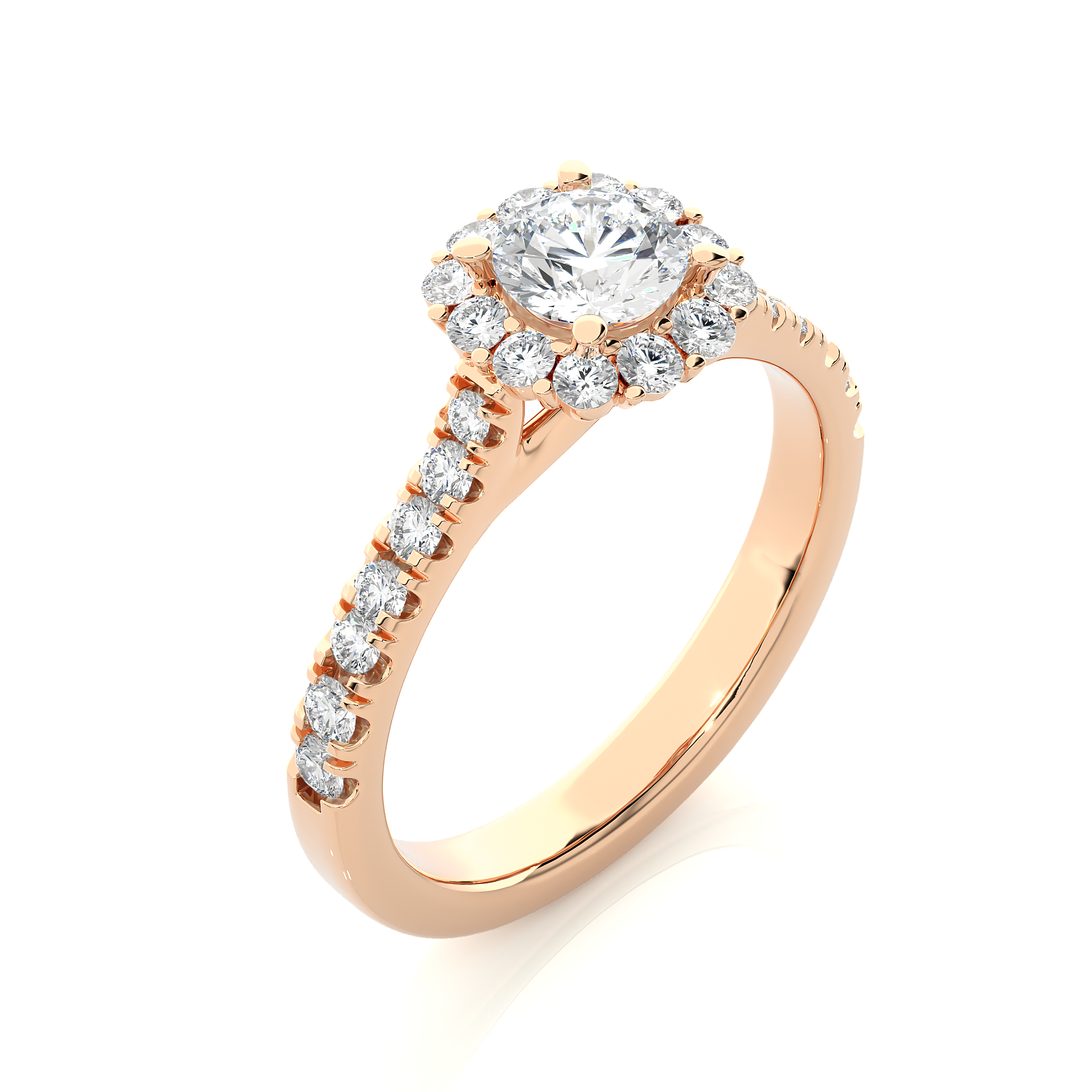 Rose Gold 1.10Ct Round Cut Solitaire Diamond Ring - Blu Diamonds