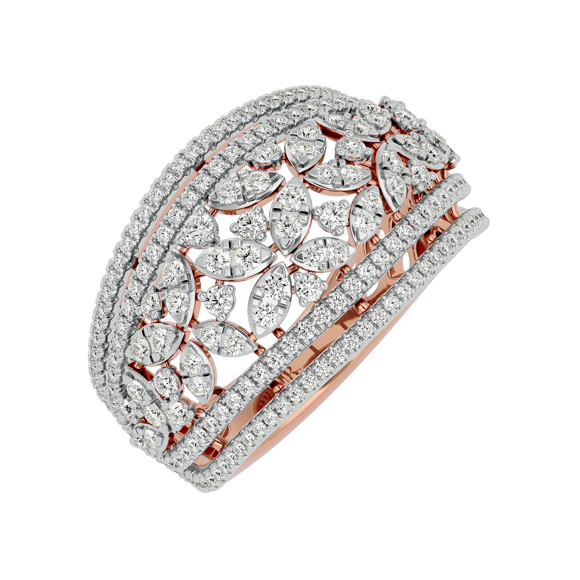 1.13Ct Round Cut Diamond Ring in 14kt Rose Gold for Women - Blu Diamonds