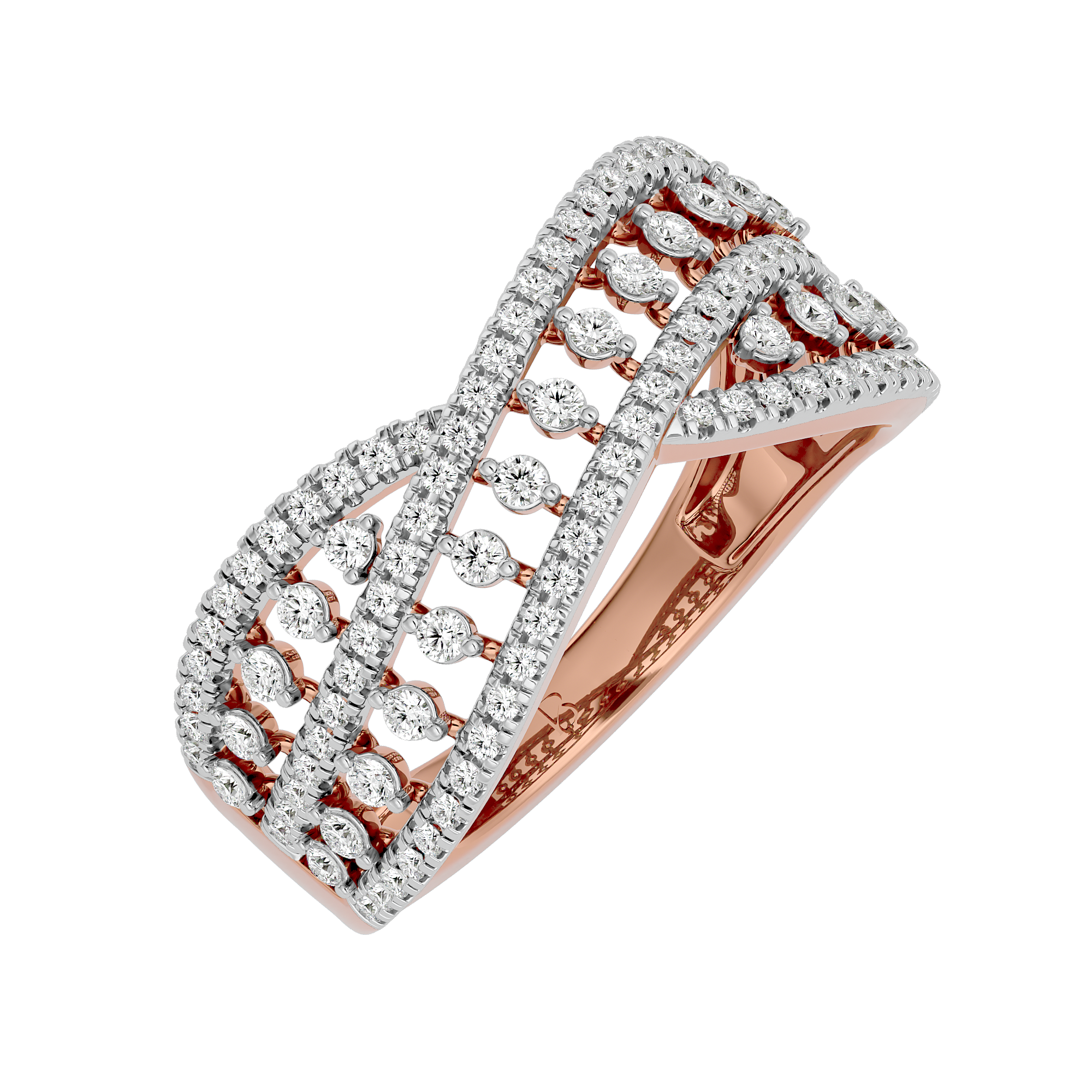 0.72 Ct Round Cut Diamond Wedding Rose Gold Bands - Blu Diamonds