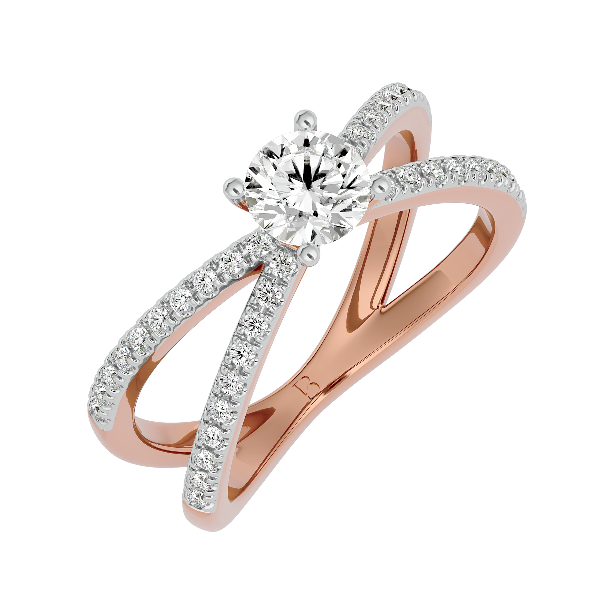 Round Cut Solitaire Lab Grown Diamond Ring in 14Kt Rose Gold Metal - Blu Diamonds