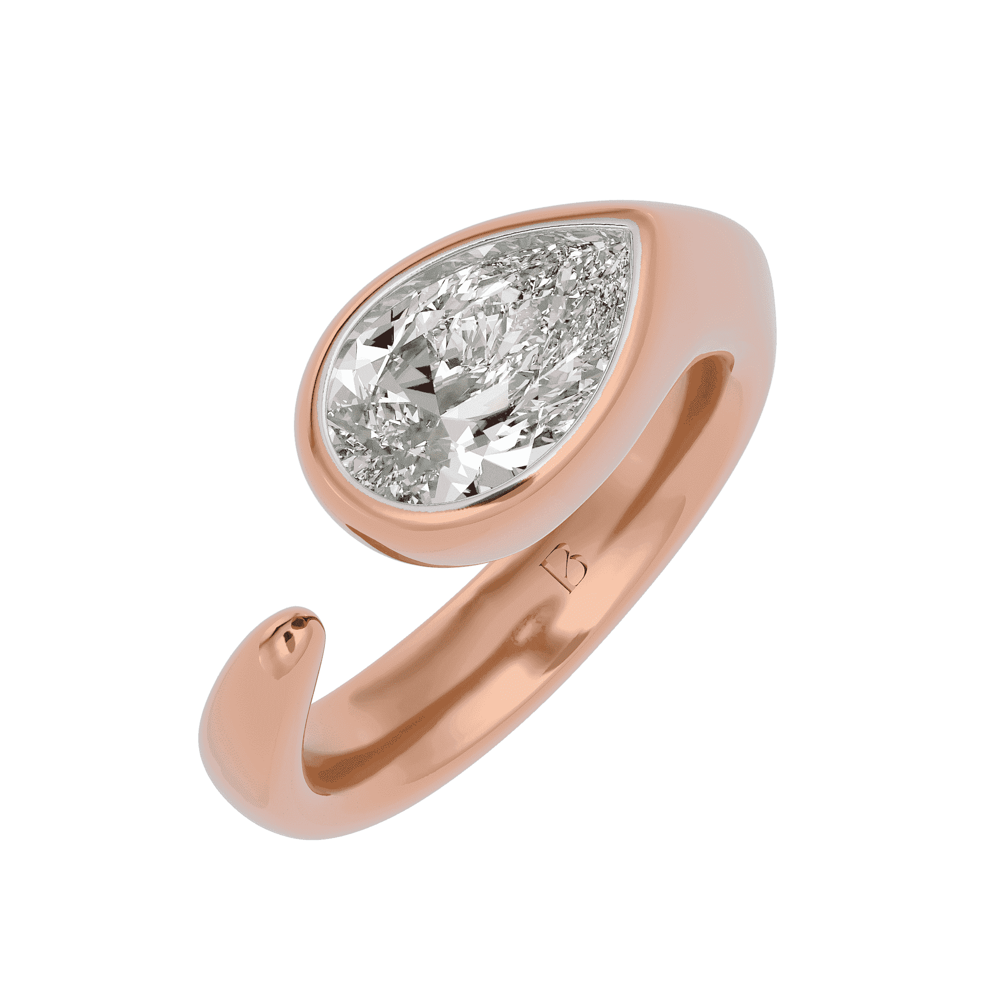 Radiant Solitaire Pear Ring in Yellow Gold