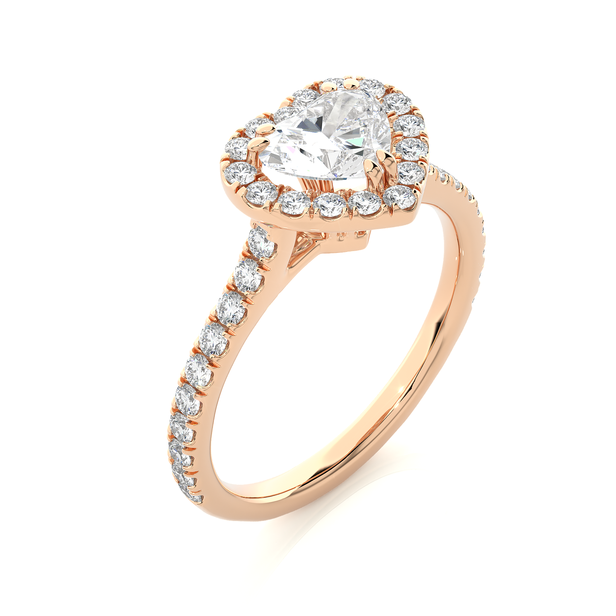 1.33Ct Heart Shaped Solitaire Diamond Ring in 14Kt Rose Gold- Blu Diamonds