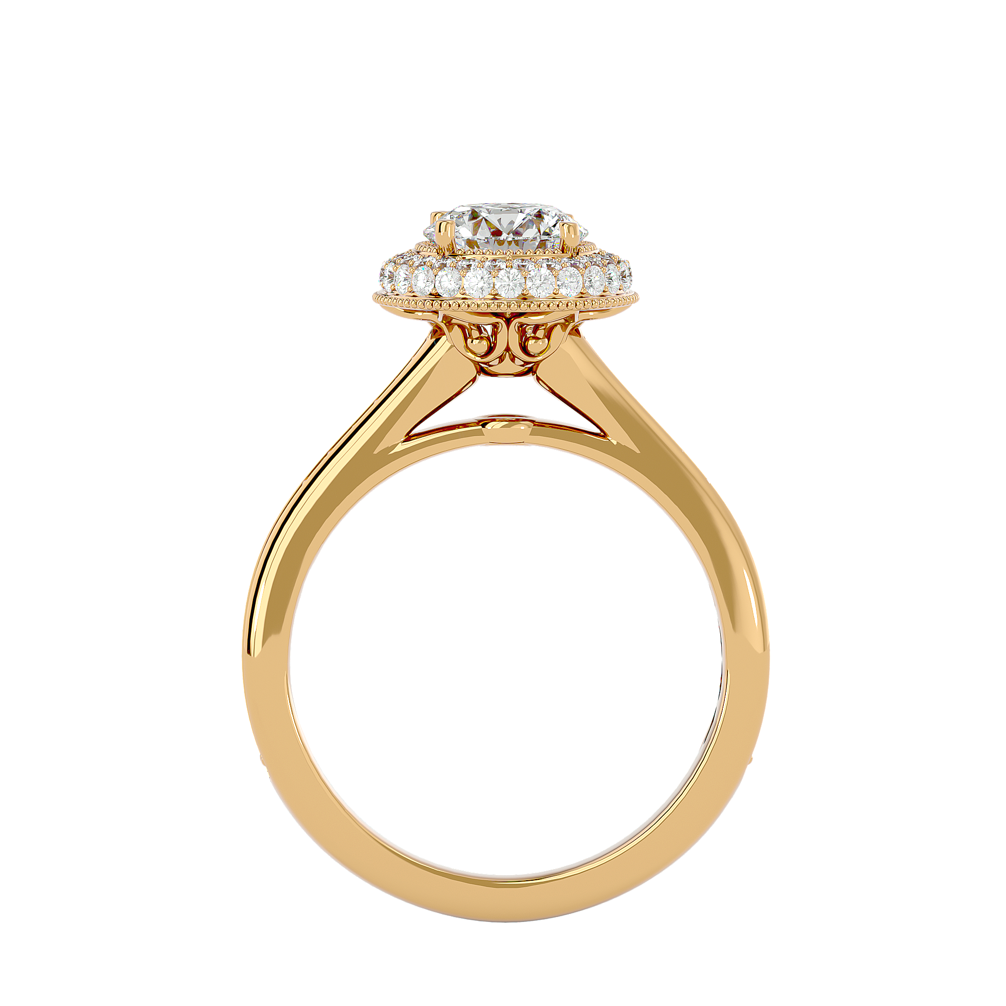1.59 Ct Round Shaped Solitaire Diamond RIng in 14Kt Yellow Gold - Blu Diamonds