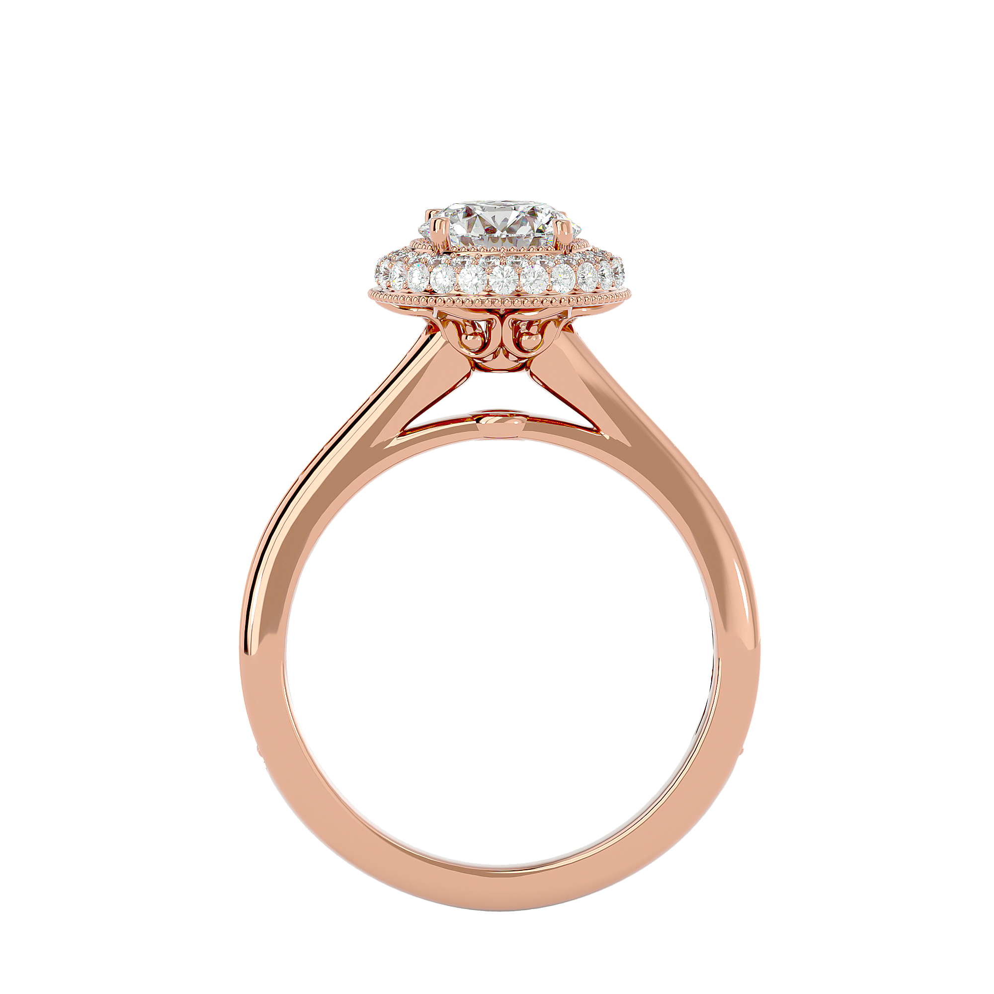 Rose Gold 1.59 Ct Round Shaped Diamond RIng - Blu Diamonds