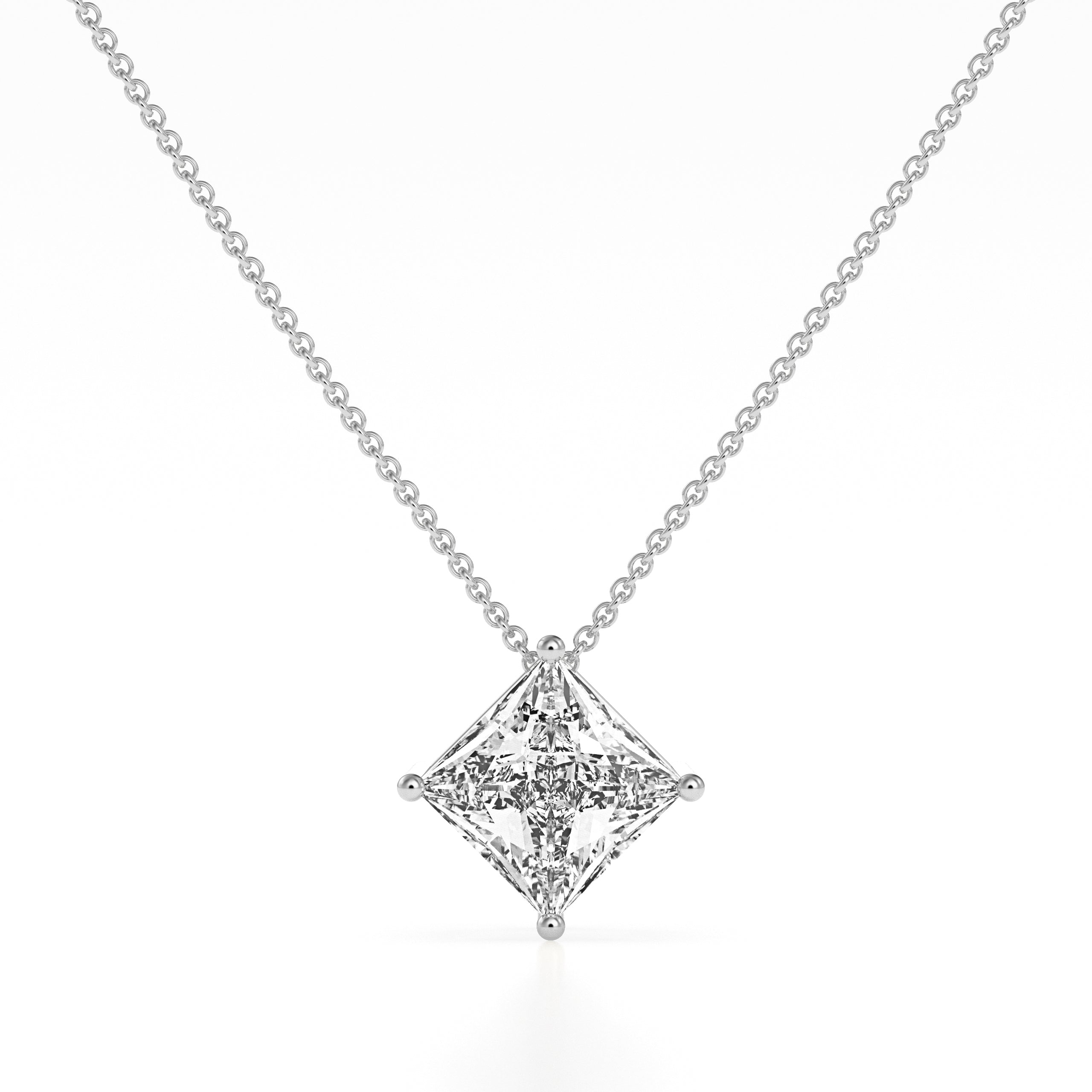 2.05Ct Princess Cut Diamond With 14Kt White Gold Pendant - Blu Diamonds
