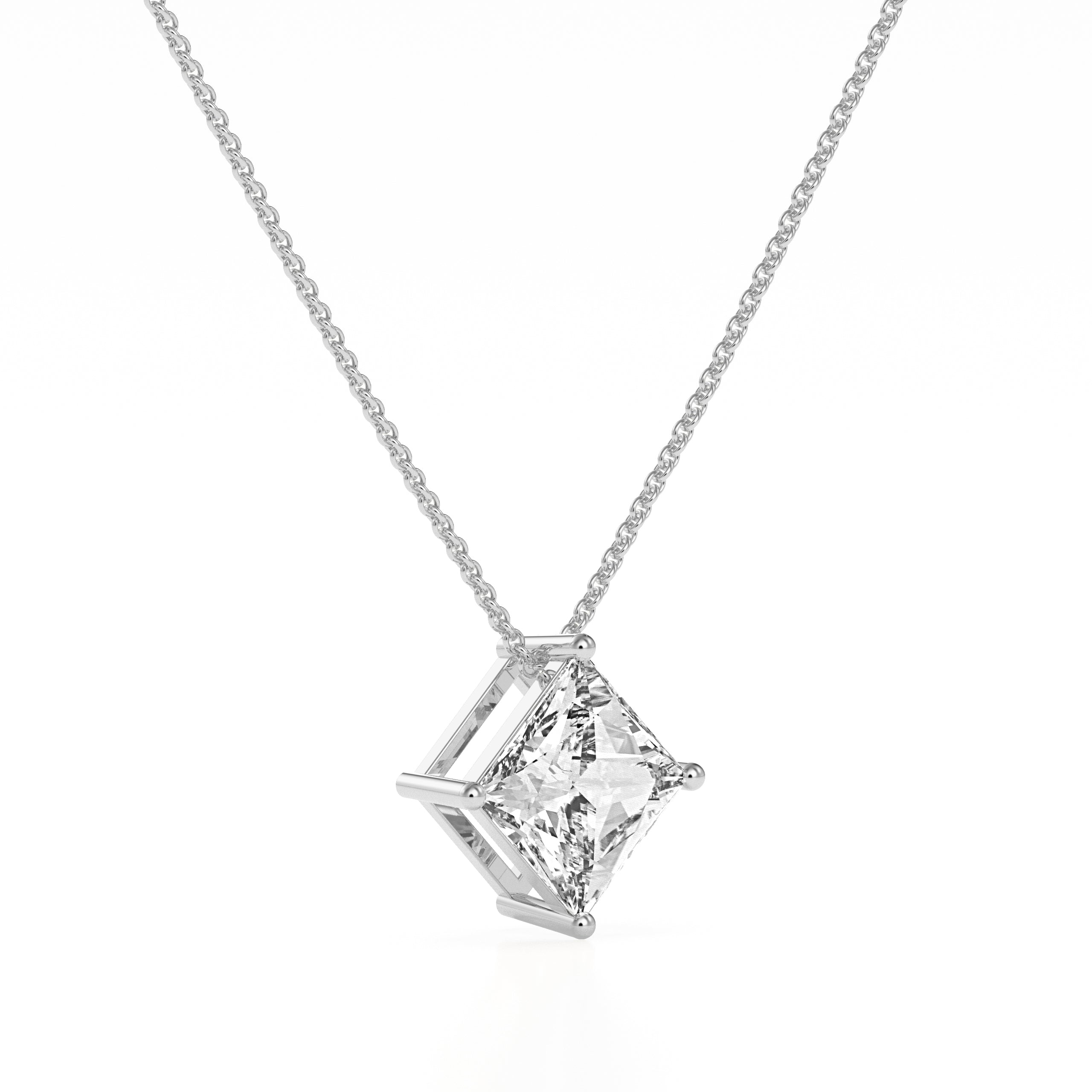 White Gold 2.05Ct Princess Cut Diamond Pendant - Blu Diamonds