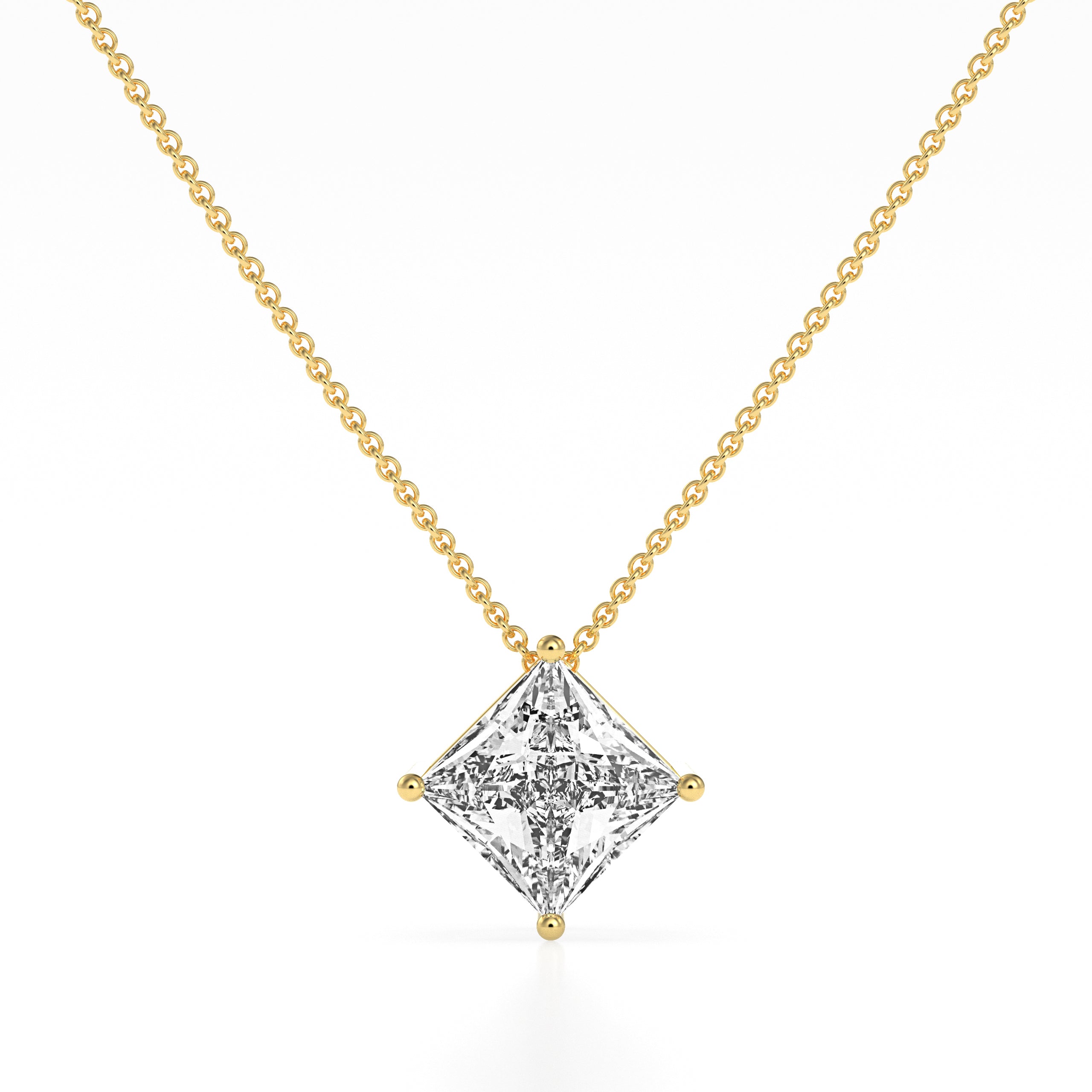 Yellow Gold 2.05Ct Princess Cut Diamond Pendant - Blu Diamonds
