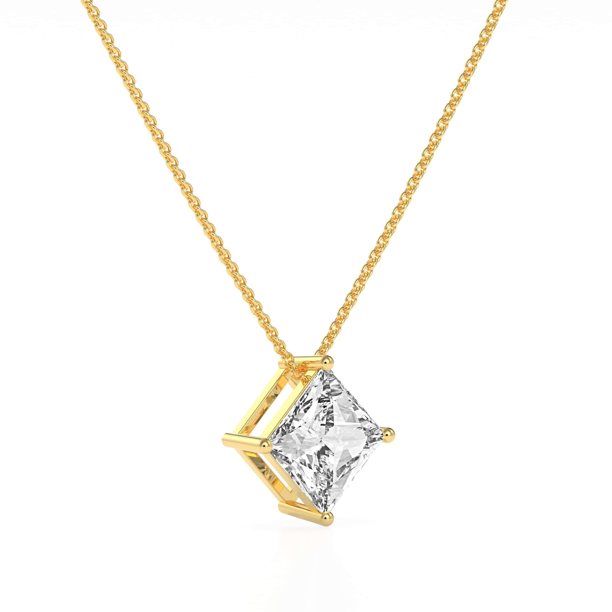 2.05Ct Princess Cut Diamond Pendant in Yellow Gold - Blu Diamonds