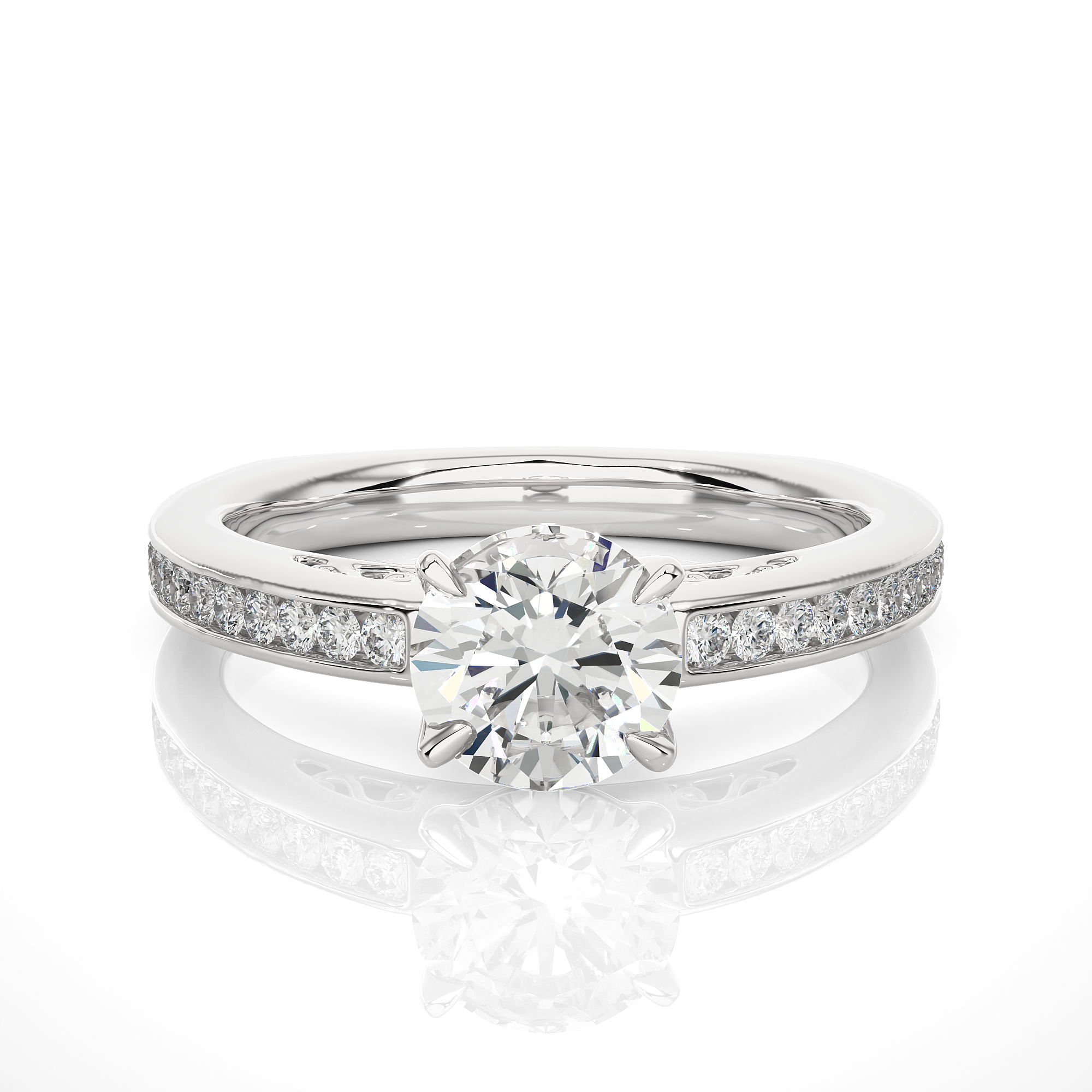 1.27Ct Solitaire Round Cut Diamond Ring in White Gold - Blu Diamonds