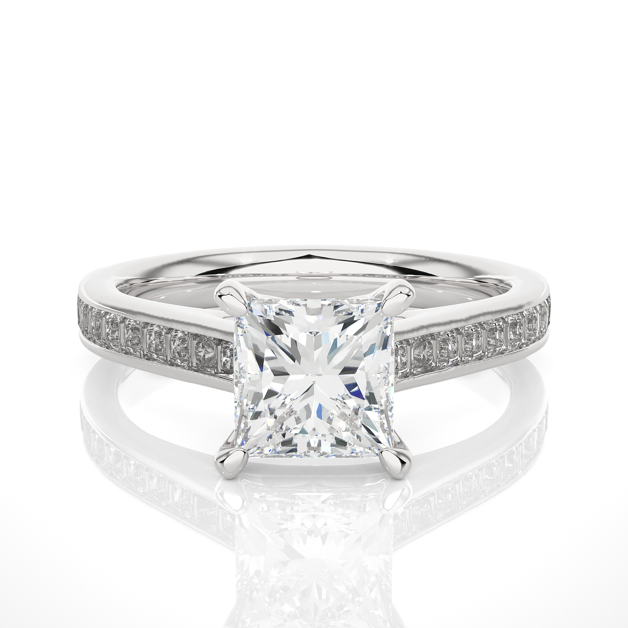 1.95Ct Princess Cut Solitaire Lab Grown Diamond Ring in 14Kt White Gold - Blu Diamonds