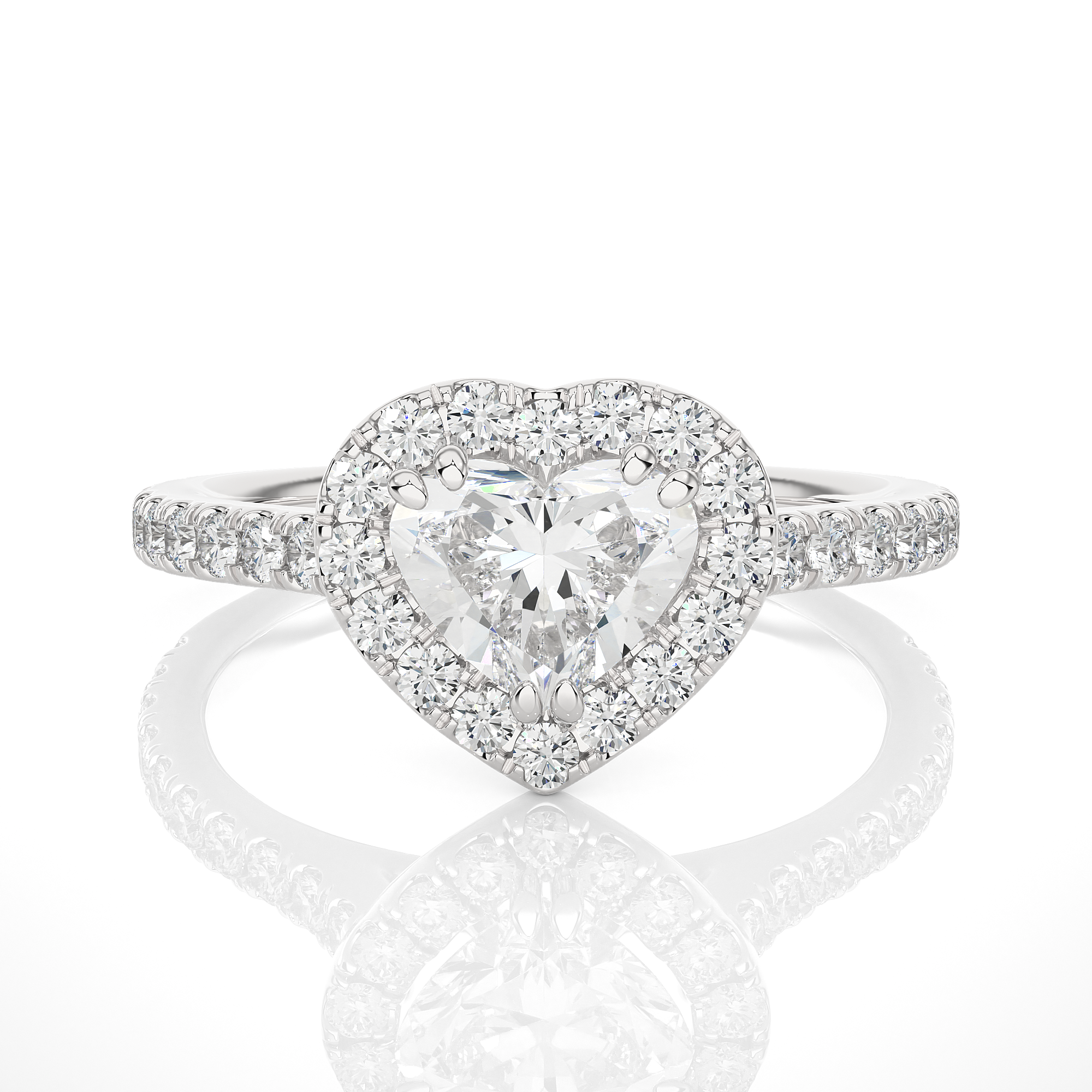 1.33Ct Heart Shaped Solitaire Diamond Ring in 14Kt White Gold - Blu Diamonds