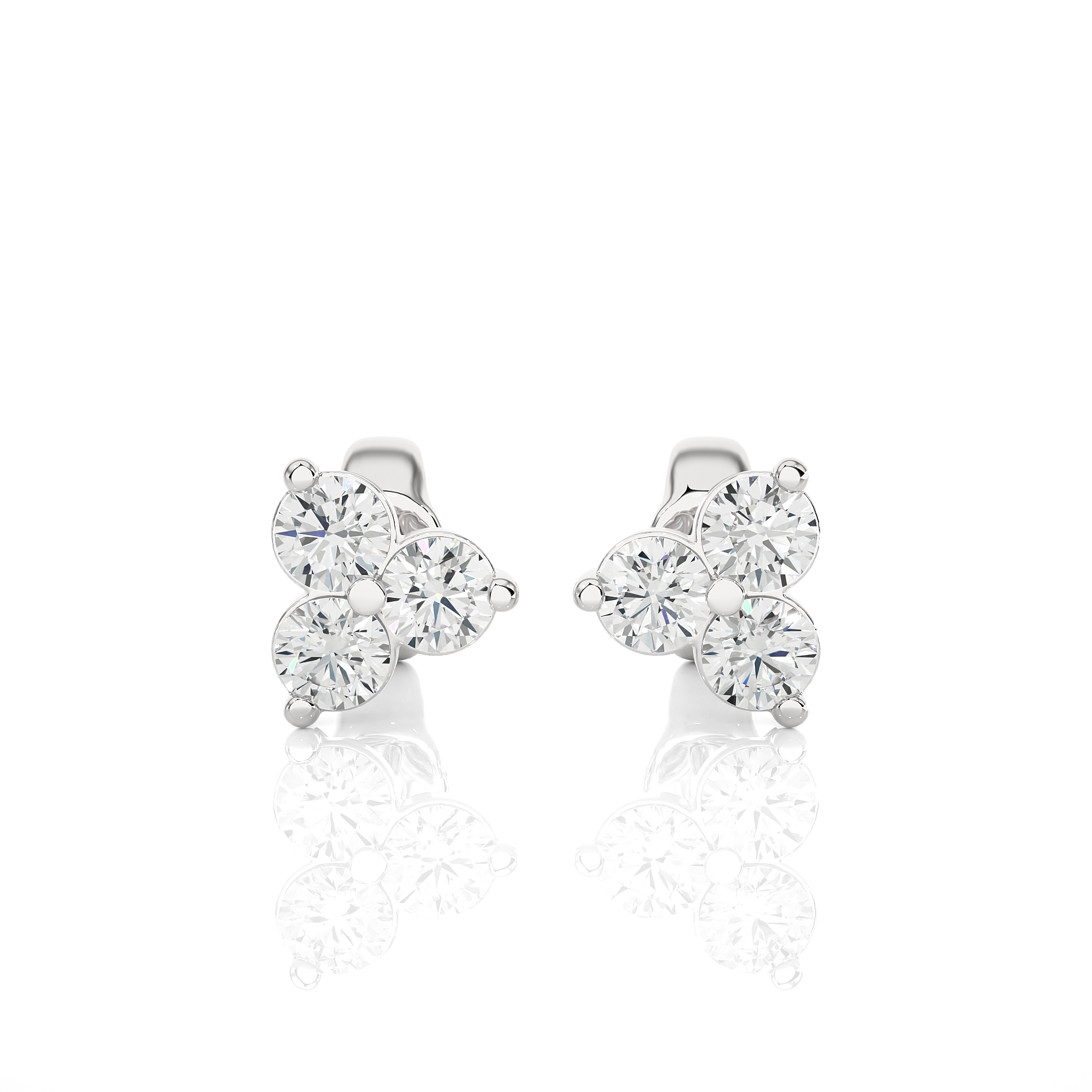 White Gold 0.44Ct Round Cut Diamond Stud Earrings - Blu Diamonds