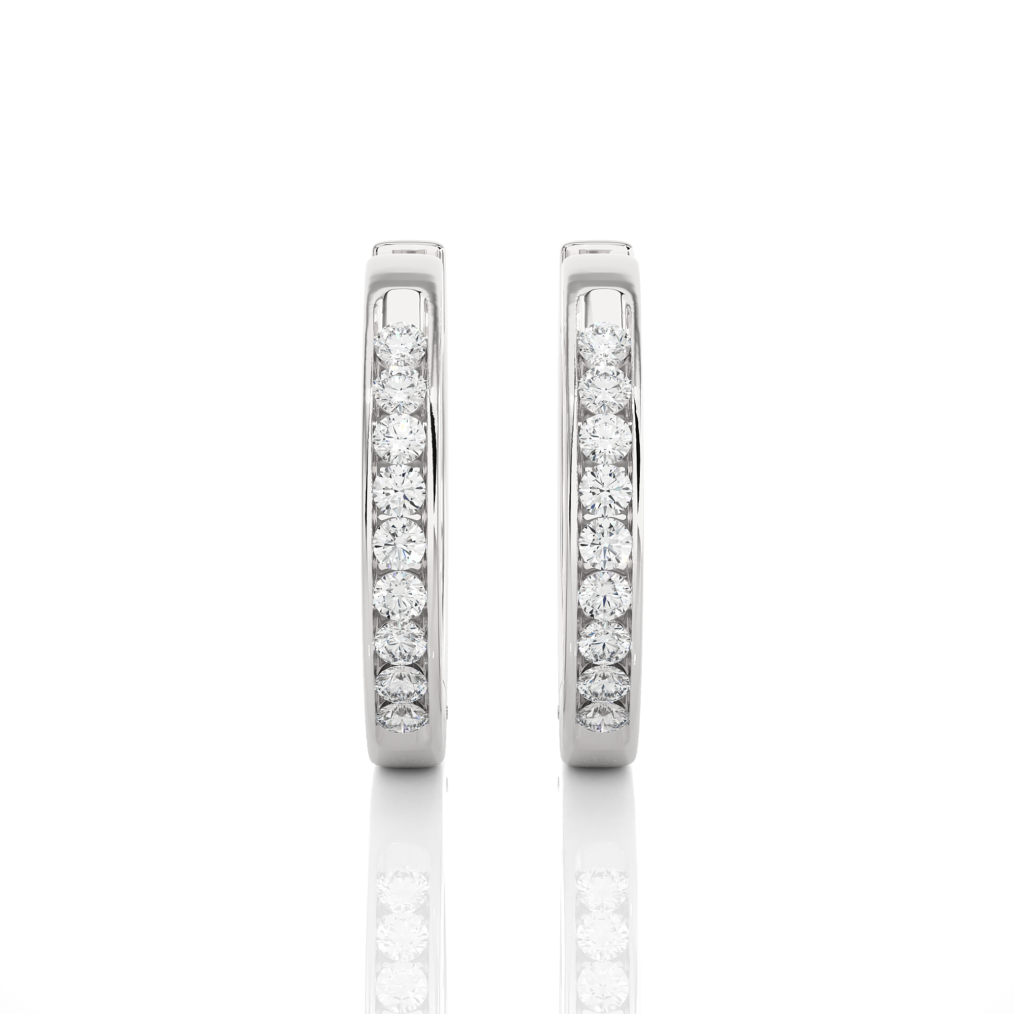 0.52Ct Round Diamond Hoop Earrings in White Gold - Blu Diamonds