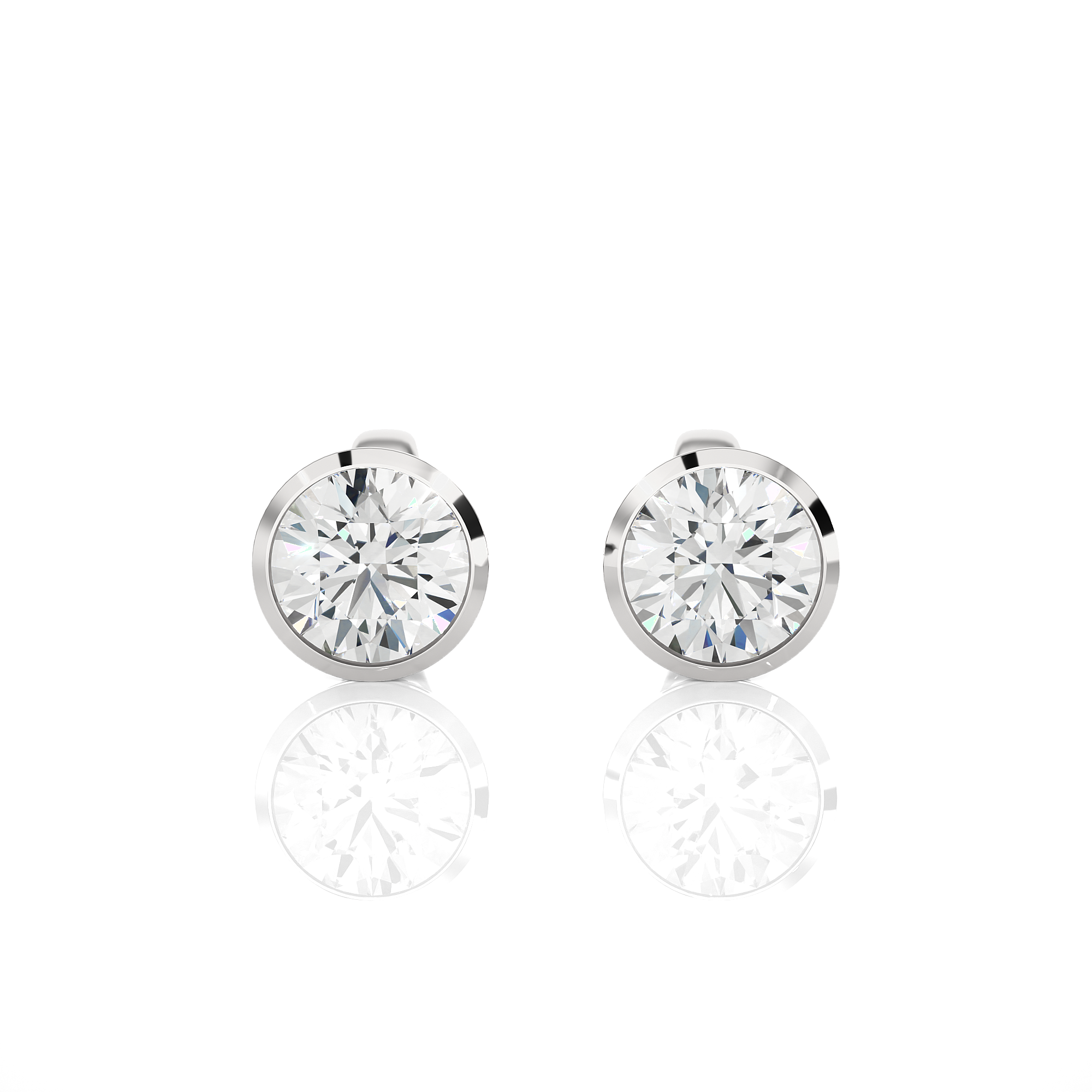 1.18 Ct Round Cut Diamond Stud White Gold Earrings - Blu Diamonds