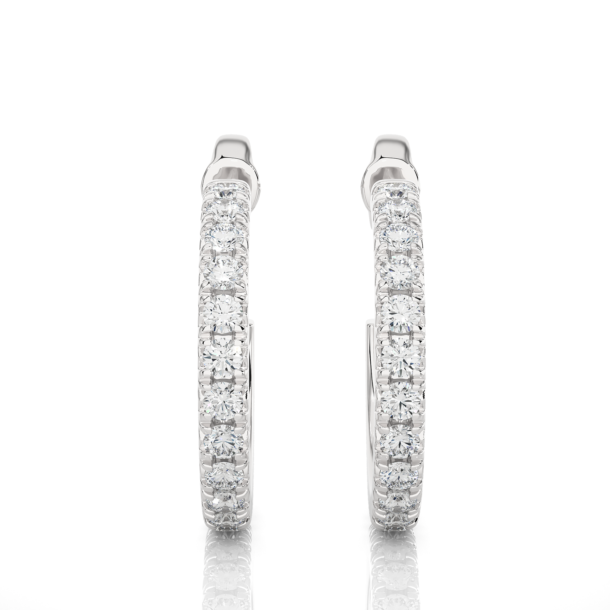 White Gold 0.70Ct Round Diamond Hoop Earrings - Blu Diamonds