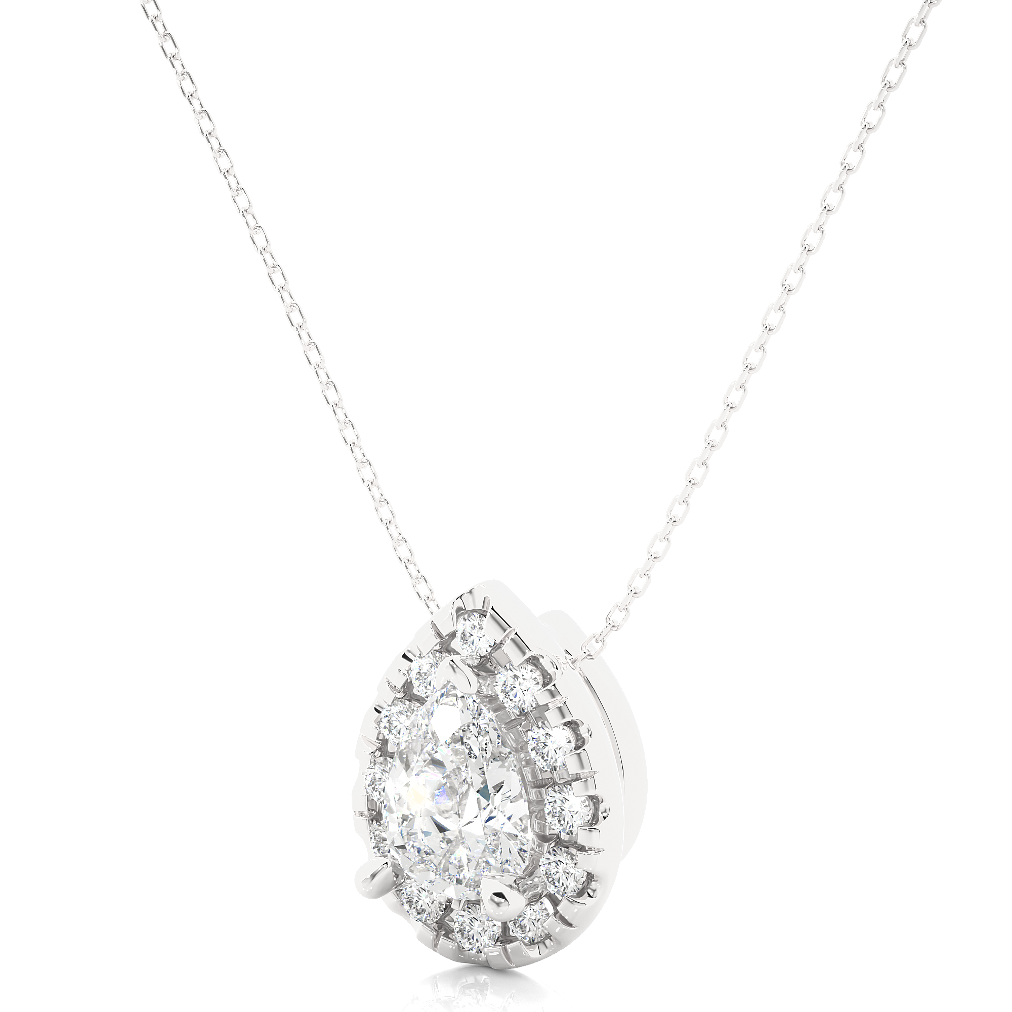 White Gold 0.8Ct Pear Cut Diamond Pendant - Blu Diamonds