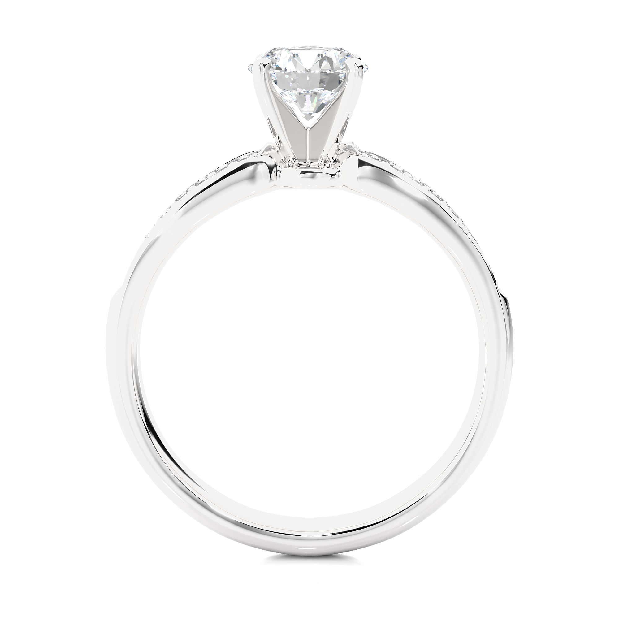 1.02 Ct Round Cut Diamond Centre Stone Ring in 14Kt White Gold - Blu Diamonds
